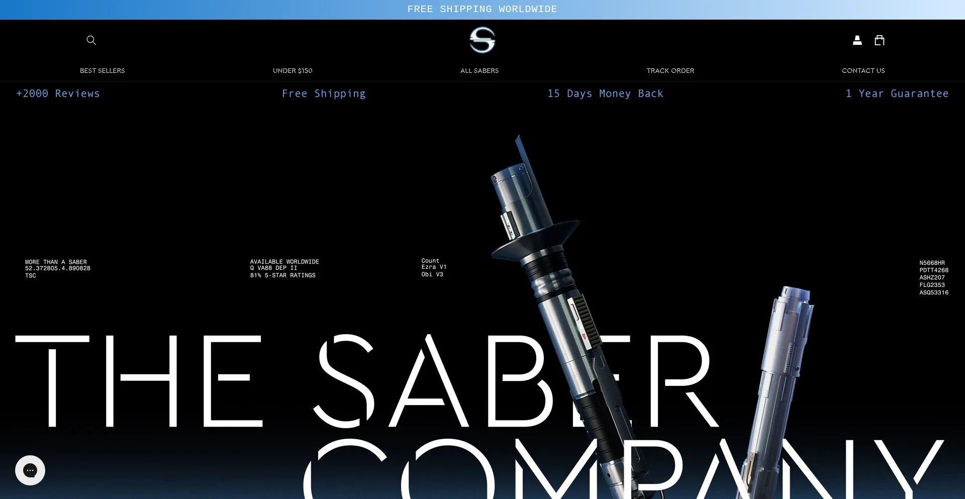 Website screenshot of Thesabercompany.com