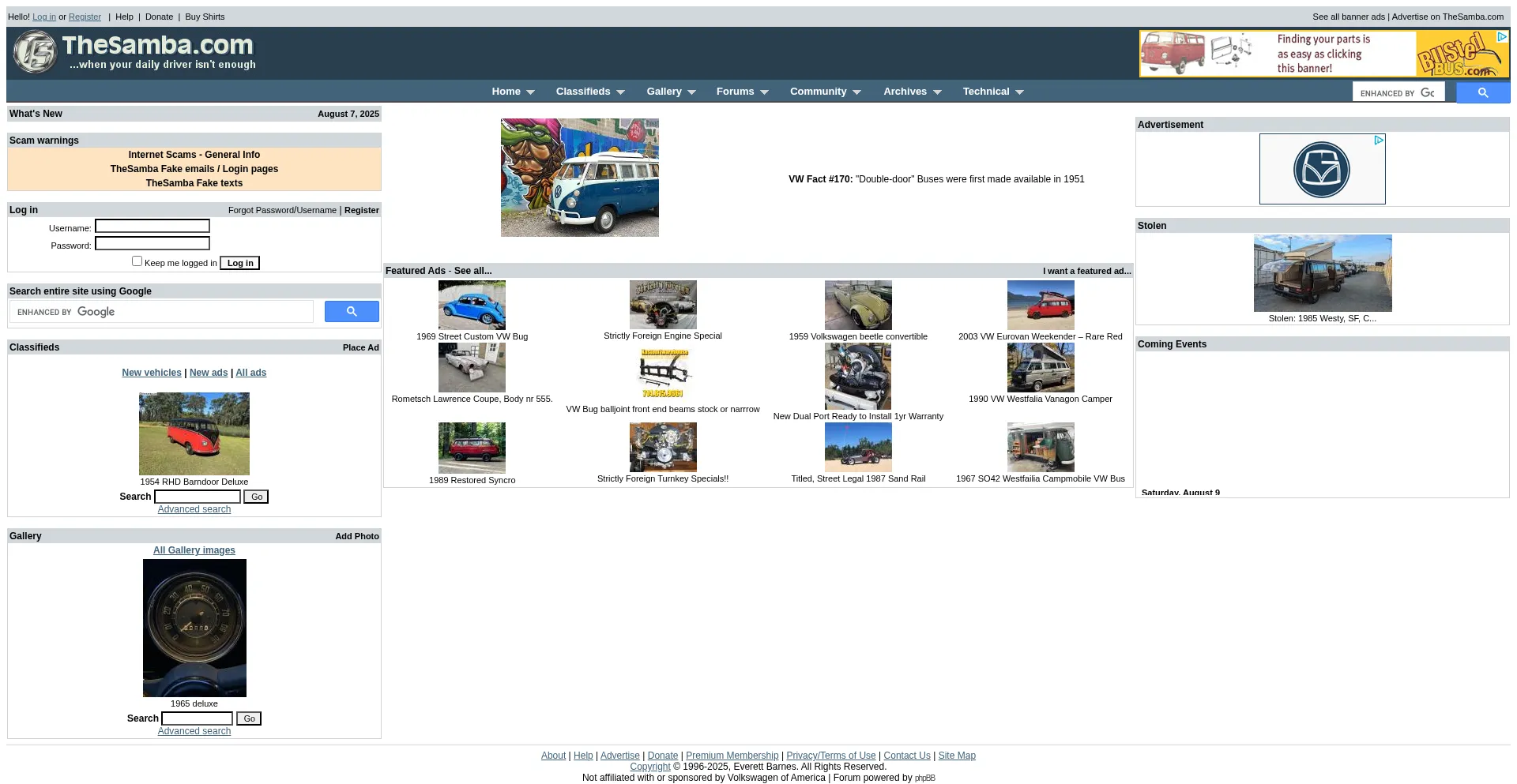 Website screenshot of Thesamba.com