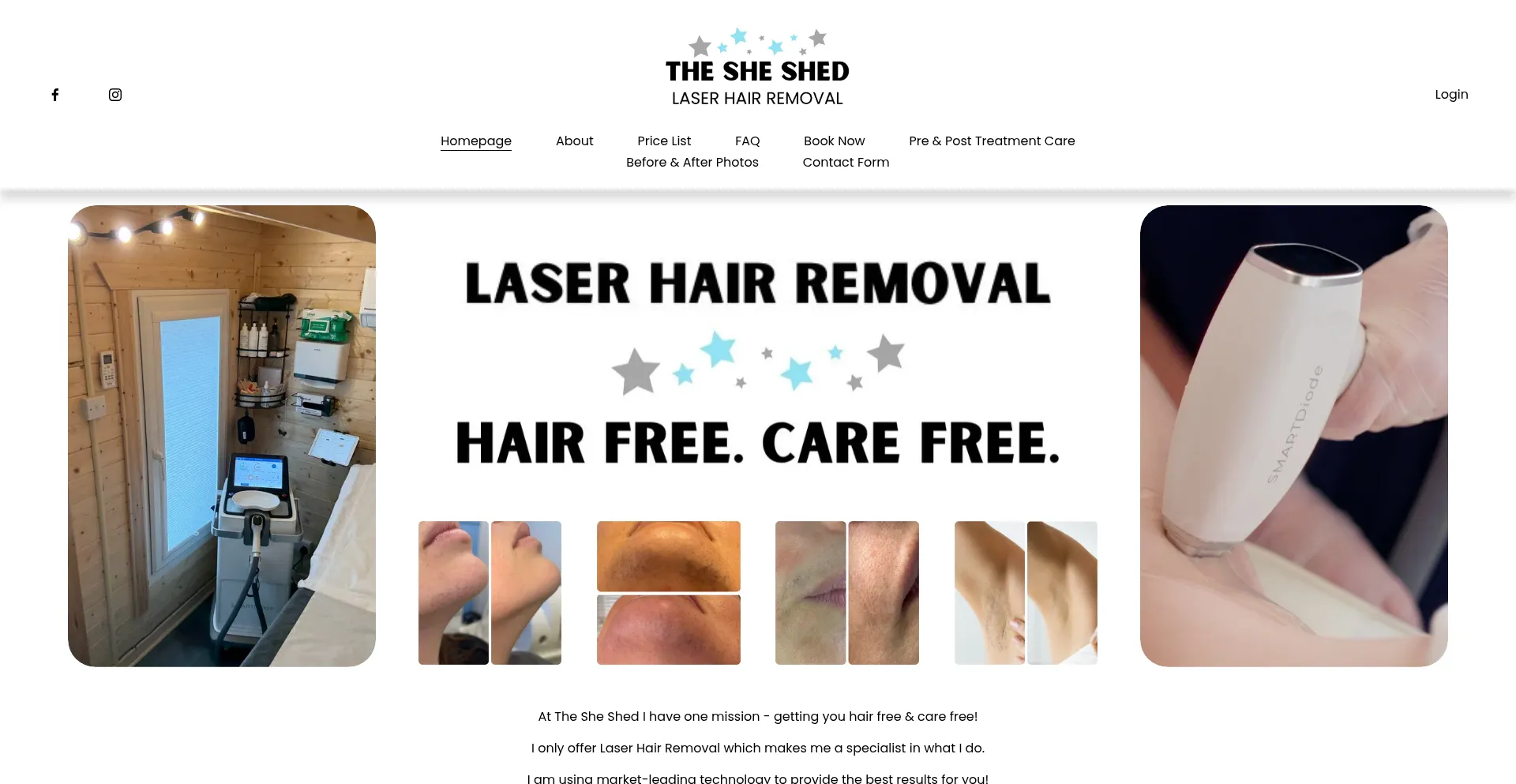 Website screenshot of Thesheshed.co.uk