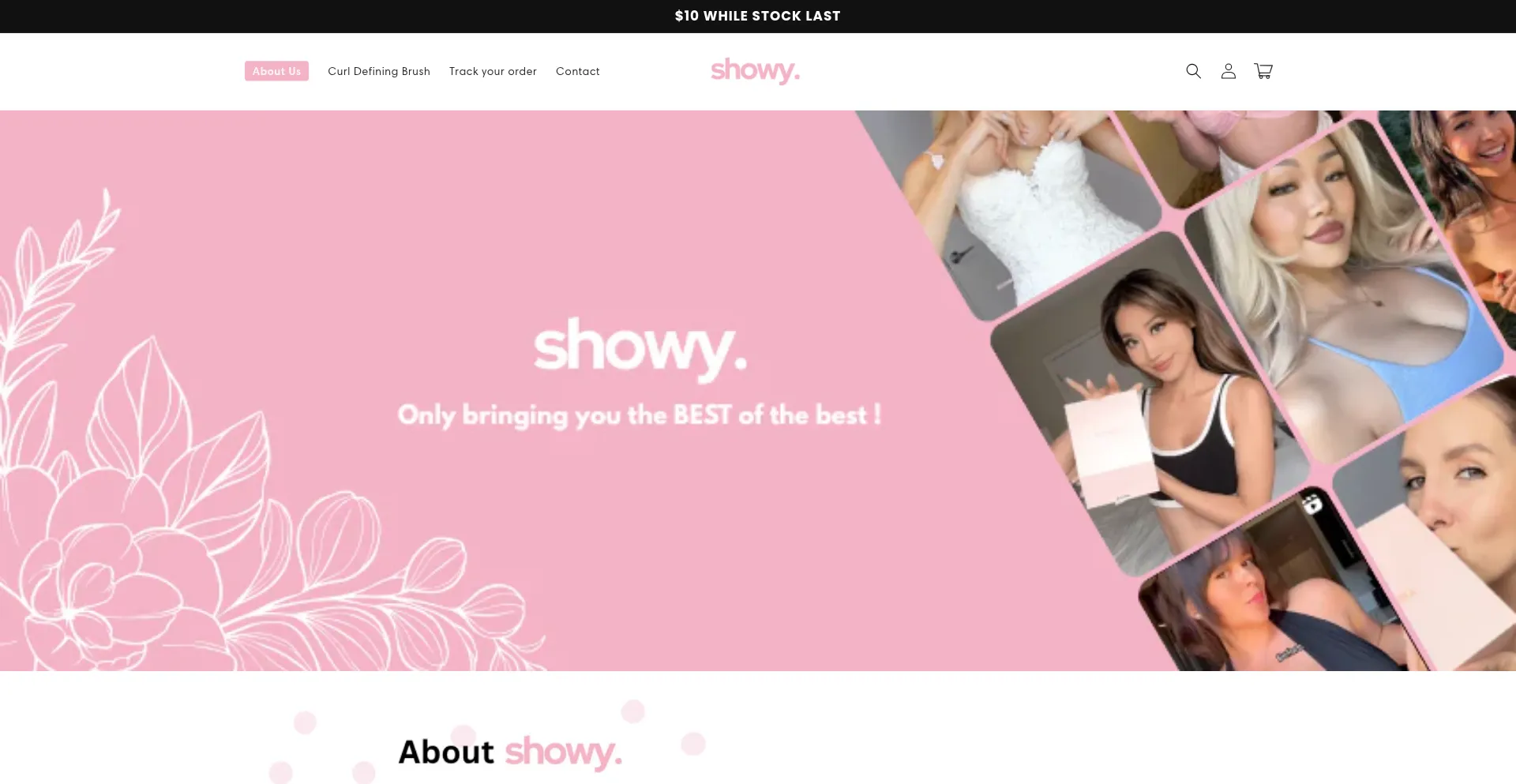 Website screenshot of Theshowy.shop