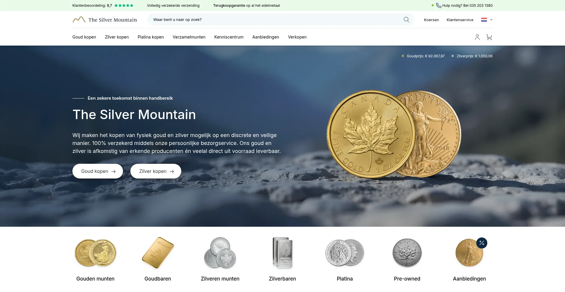 Website screenshot of Thesilvermountain.nl