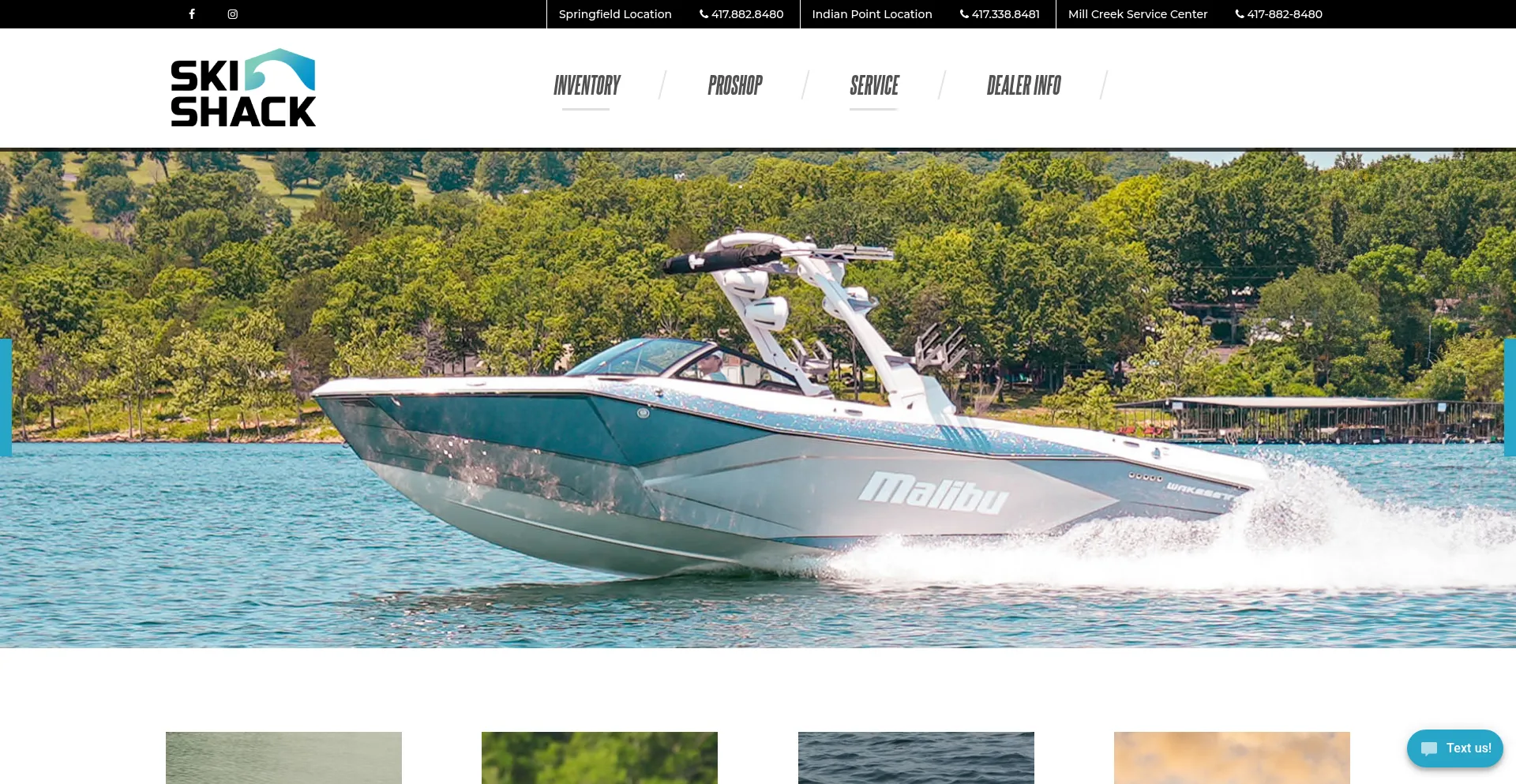 Website screenshot of Theskishack.com
