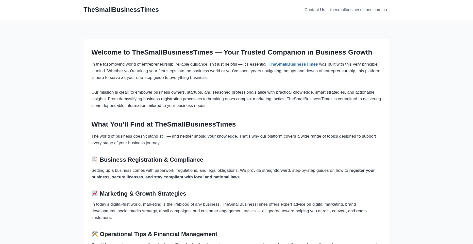 Thesmallbusinesstimes.com.co Screenshot