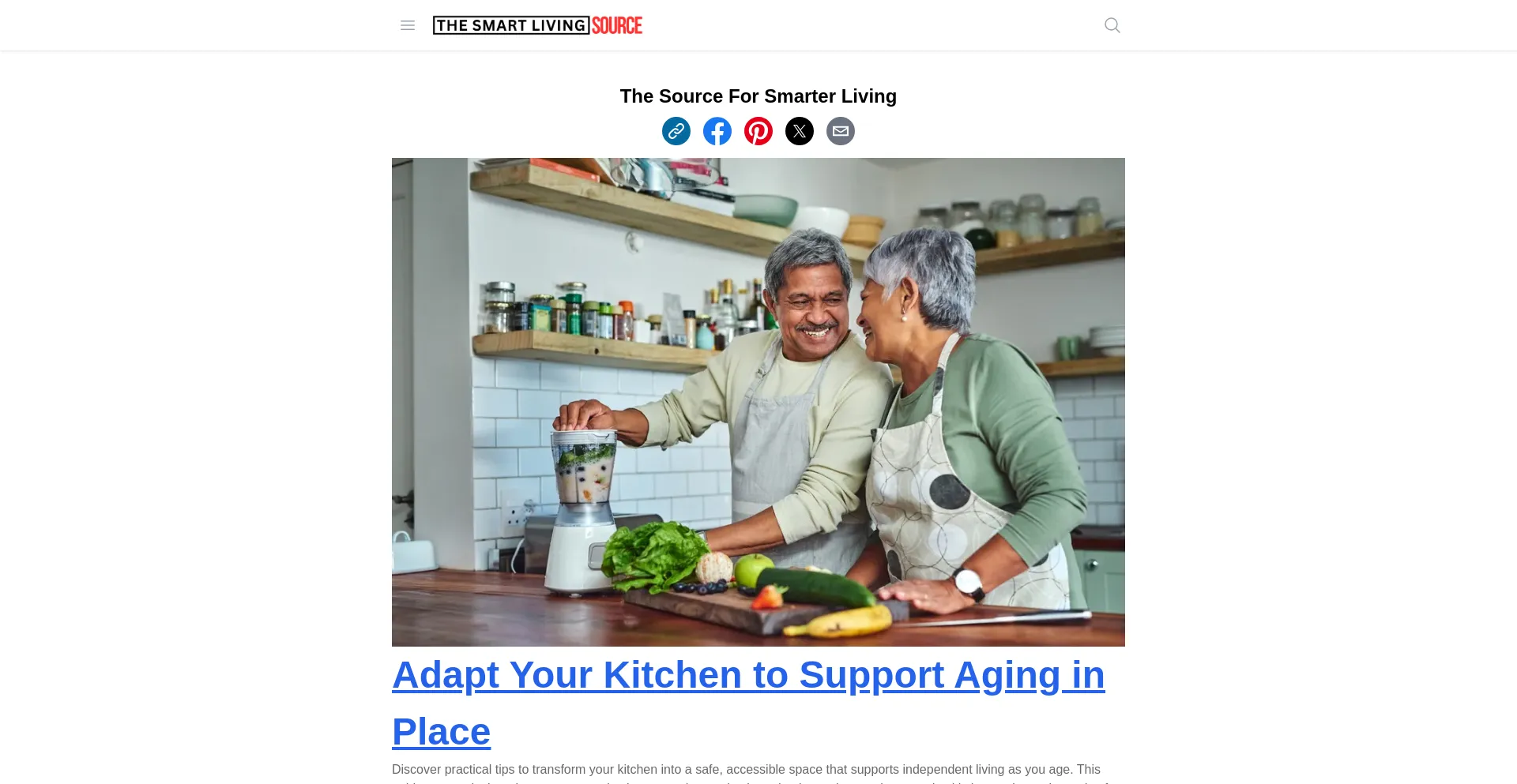 Website screenshot of Thesmartlivingsource.com