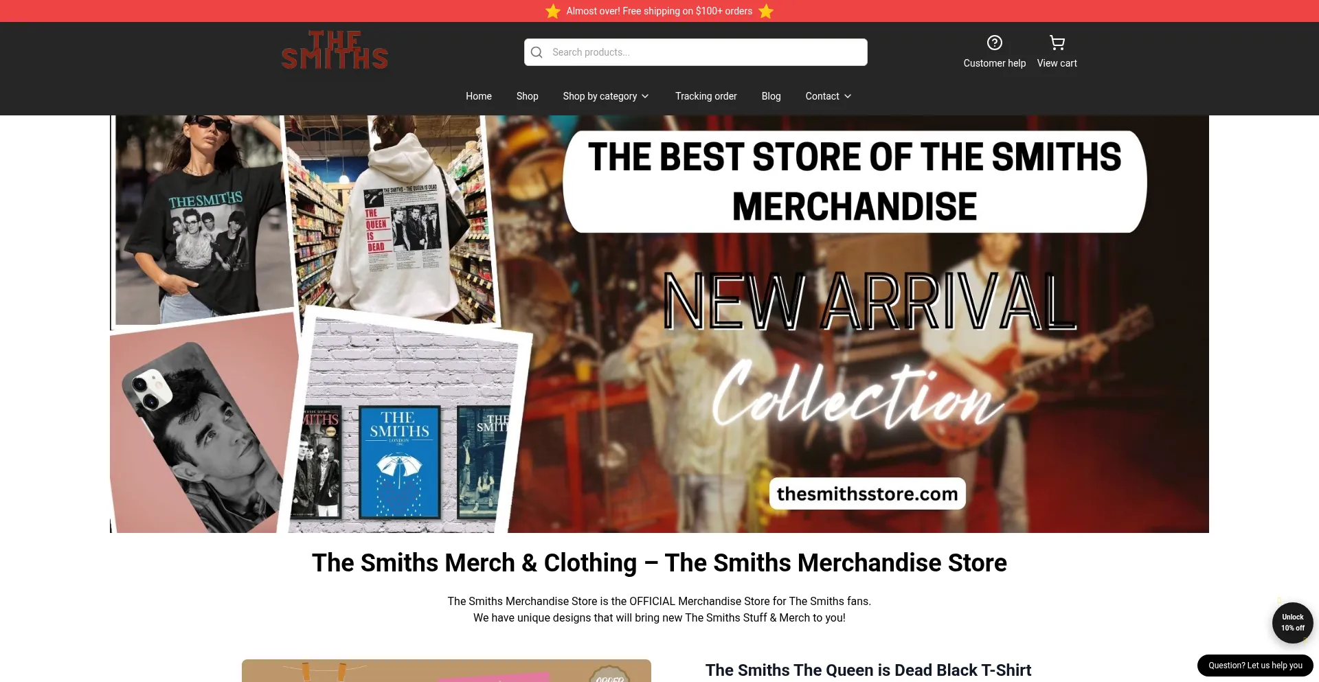 Website screenshot of Thesmithsstore.com