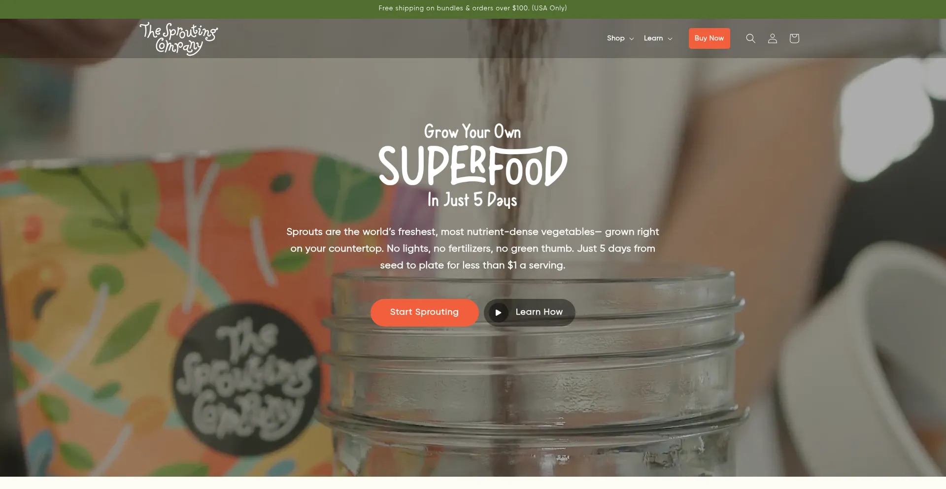 Website screenshot of Thesproutingcompany.com