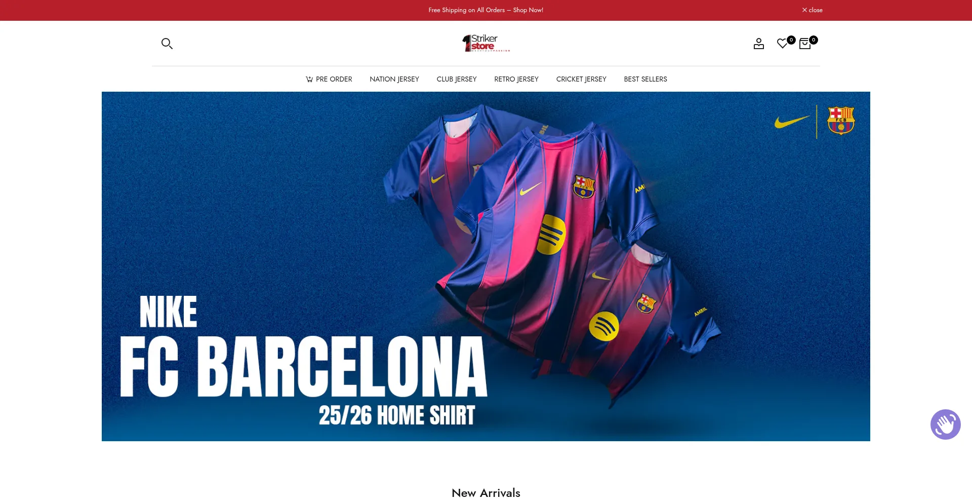 Website screenshot of Thestrikerstore.com