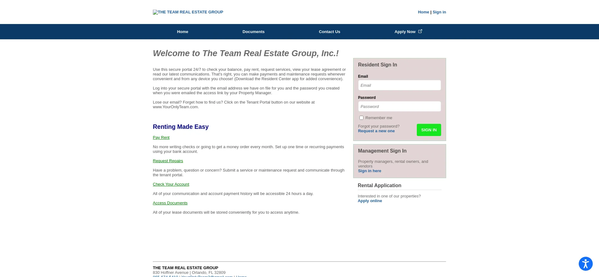 Website screenshot of Theteam.managebuilding.com