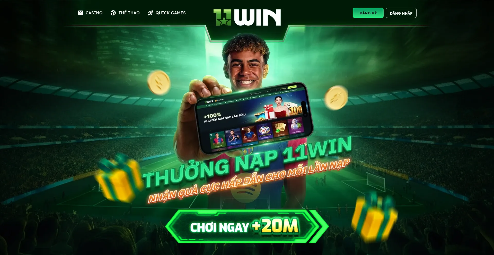 Website screenshot of Thethao11win.org