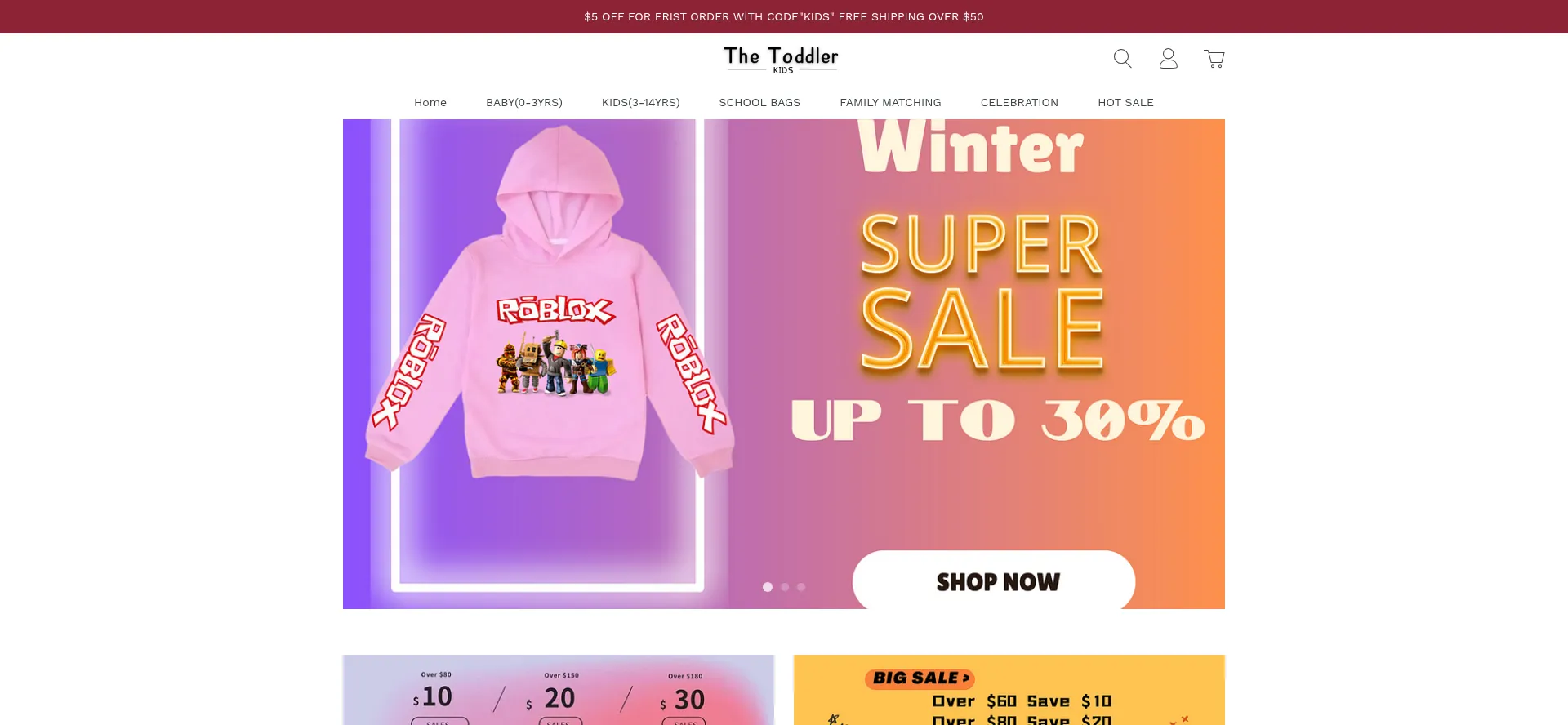 Website screenshot of Thetoddlerkids.com