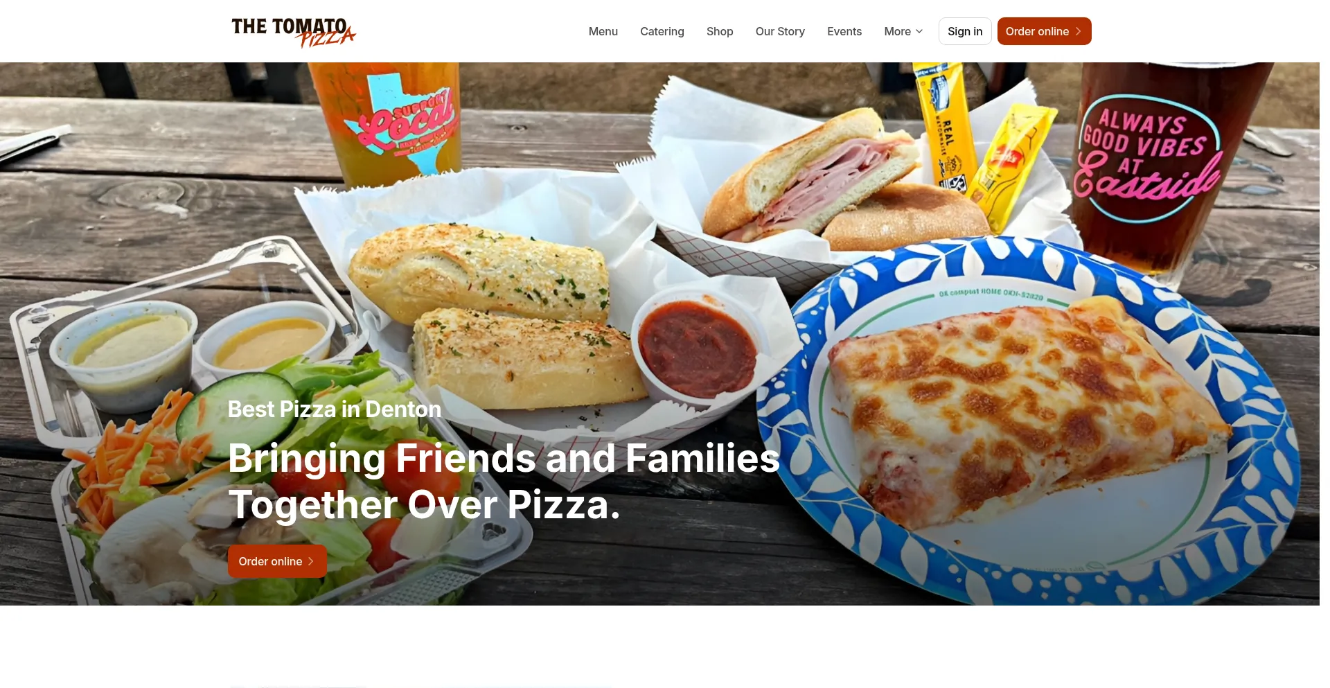 Website screenshot of Thetomatopizza.com