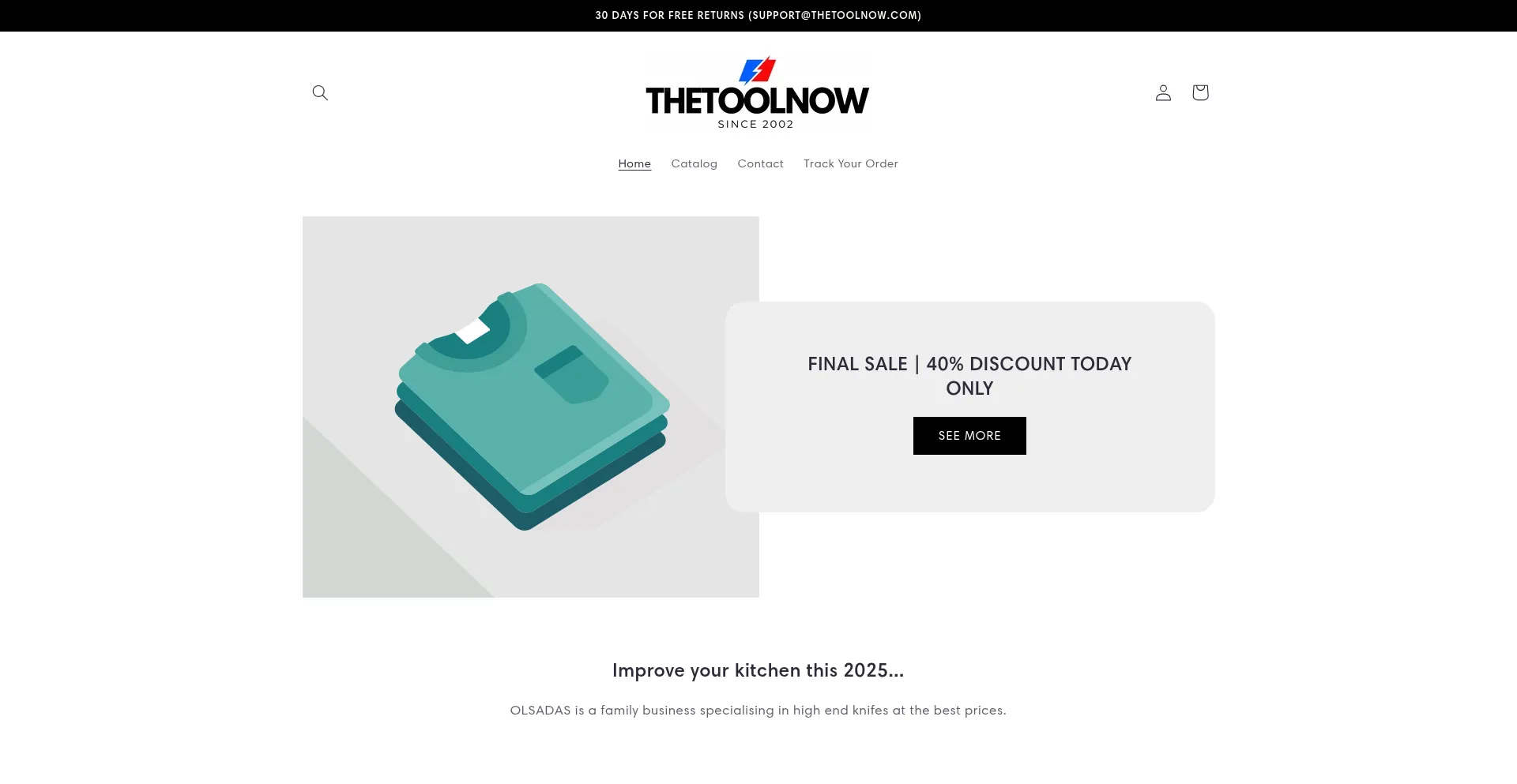 Website screenshot of Thetoolnow.com