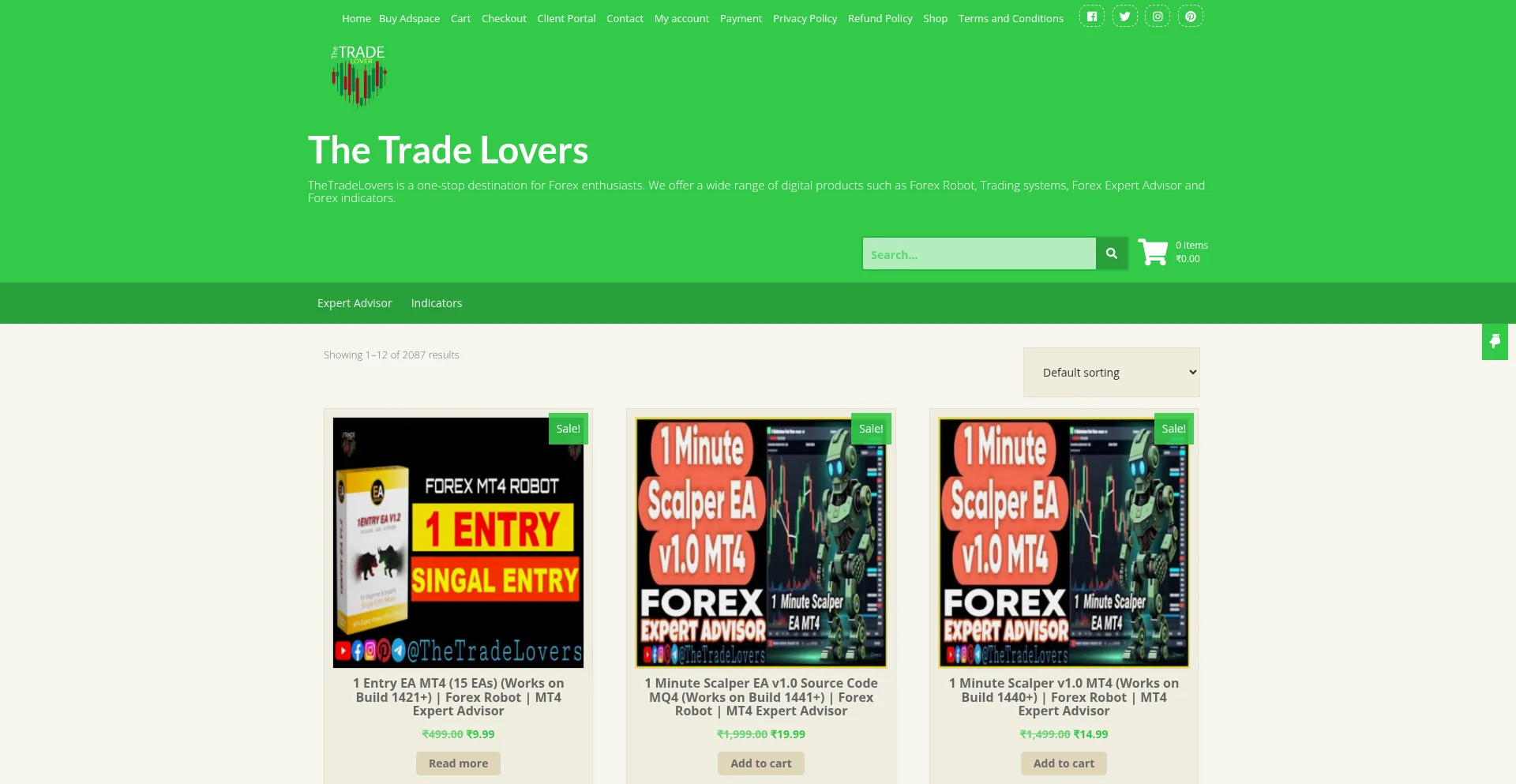 Website screenshot of Thetradelovers.com