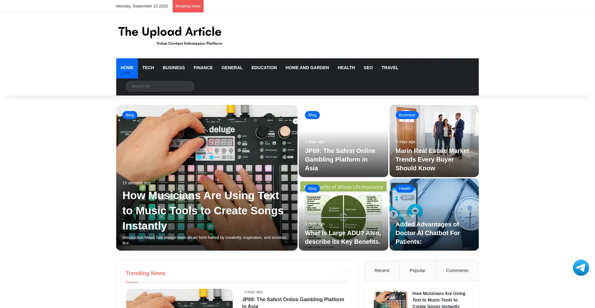 Theuploadarticle.com Screenshot