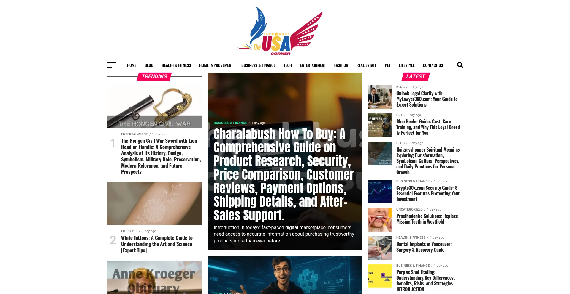 Website screenshot of Theusacorner.com