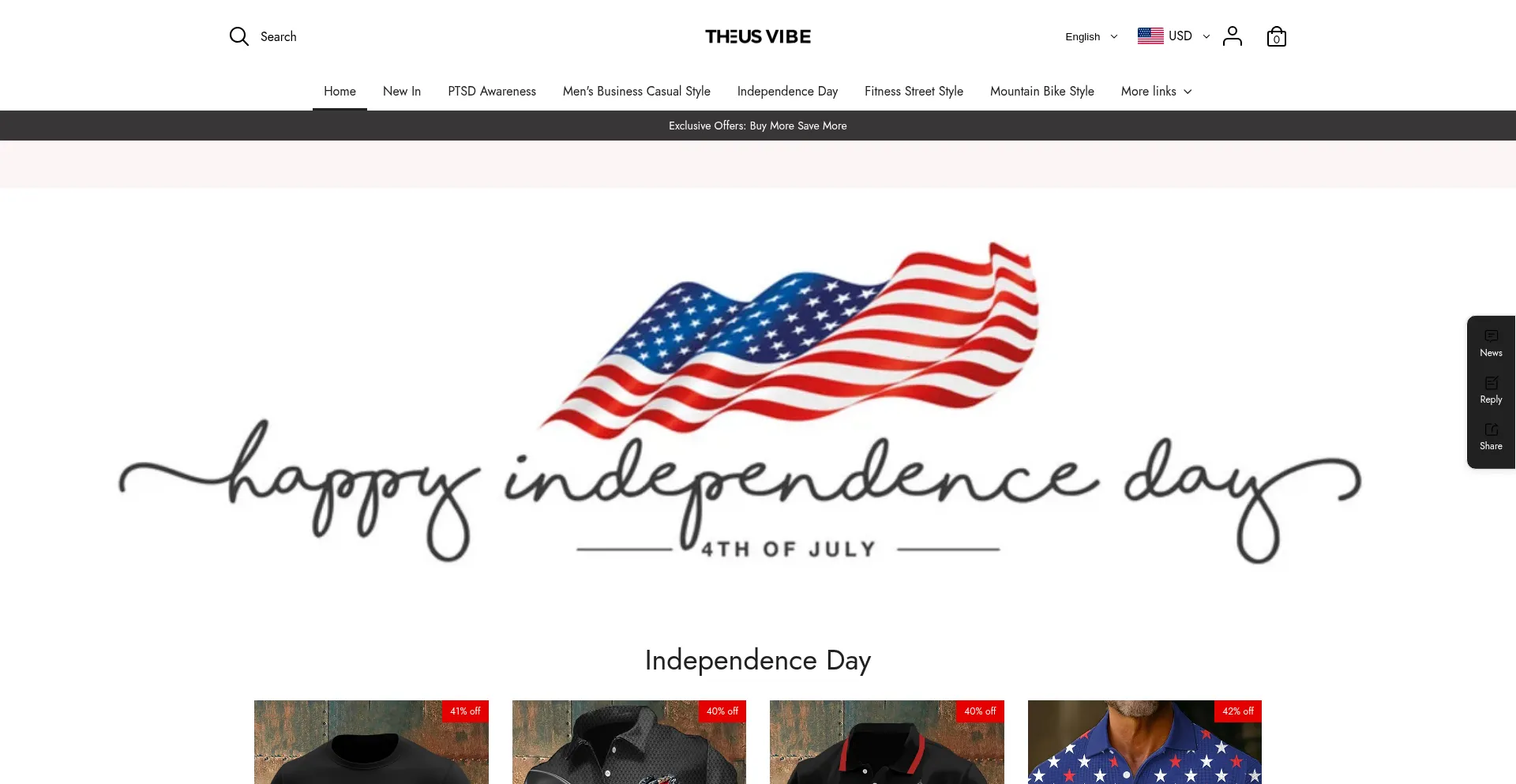 Website screenshot of Theusvibe.com