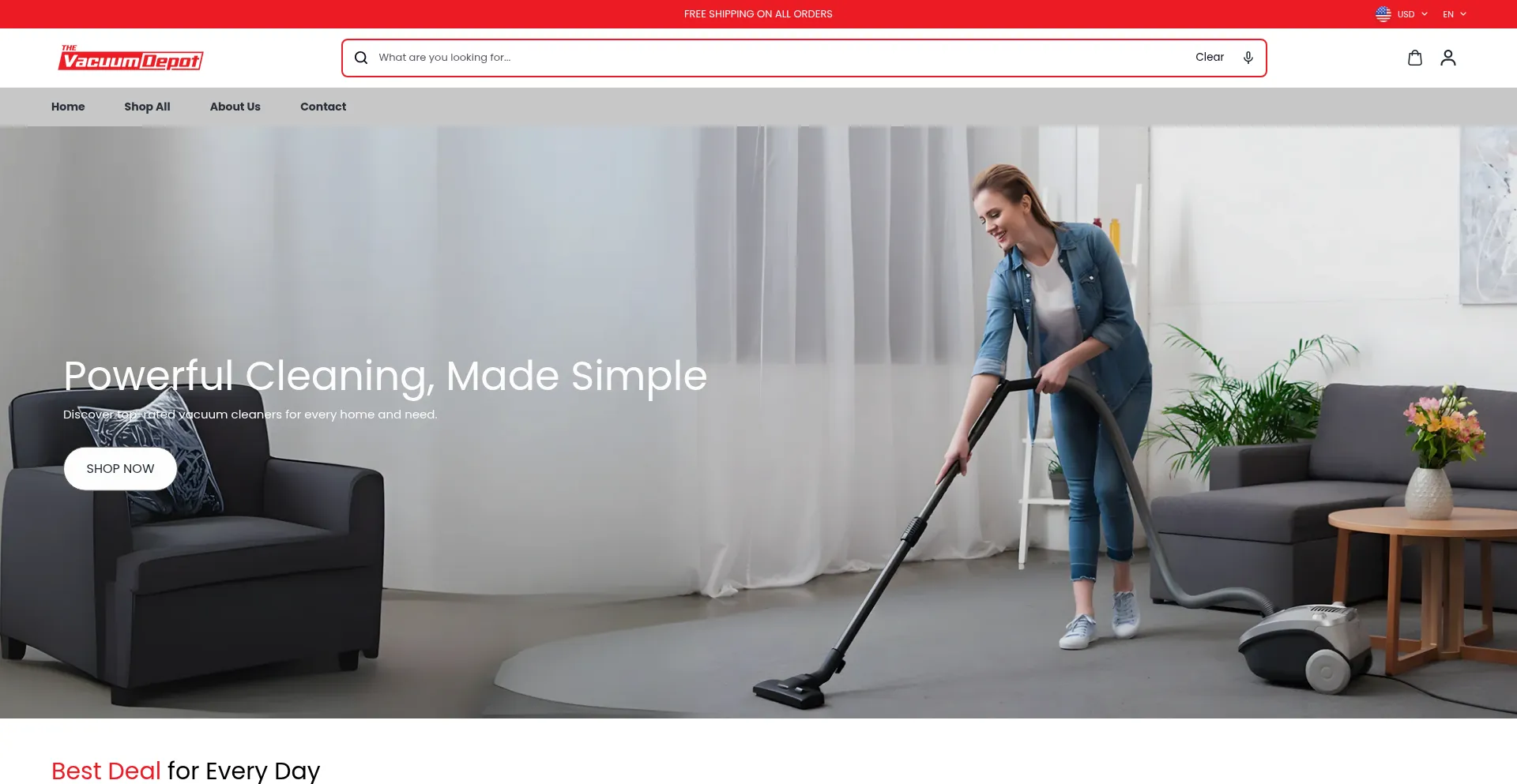 Website screenshot of Thevacuumdepot.com
