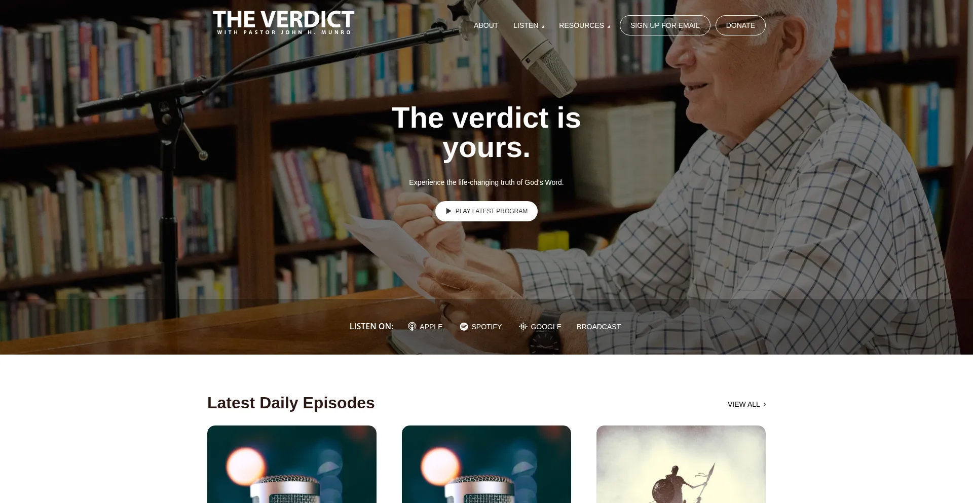 Website screenshot of Theverdict.org