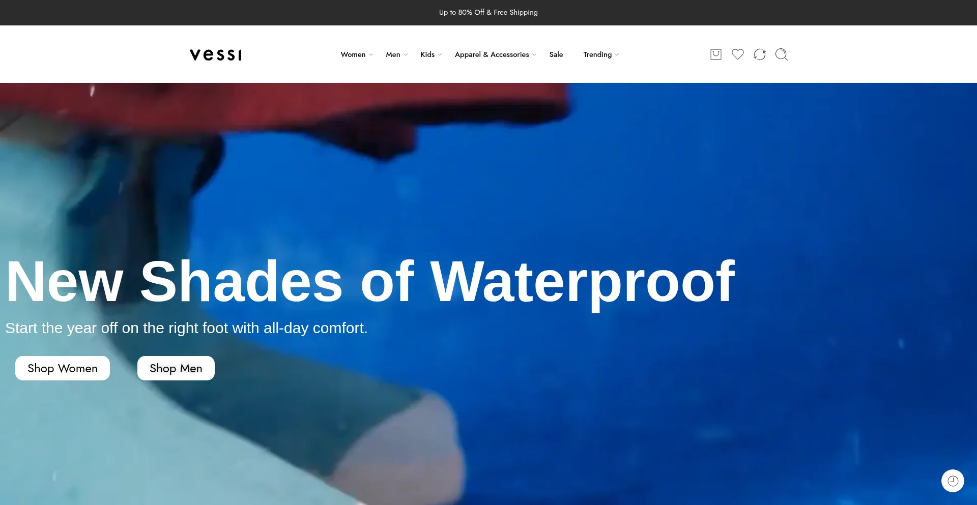 Website screenshot of Thevessi.com