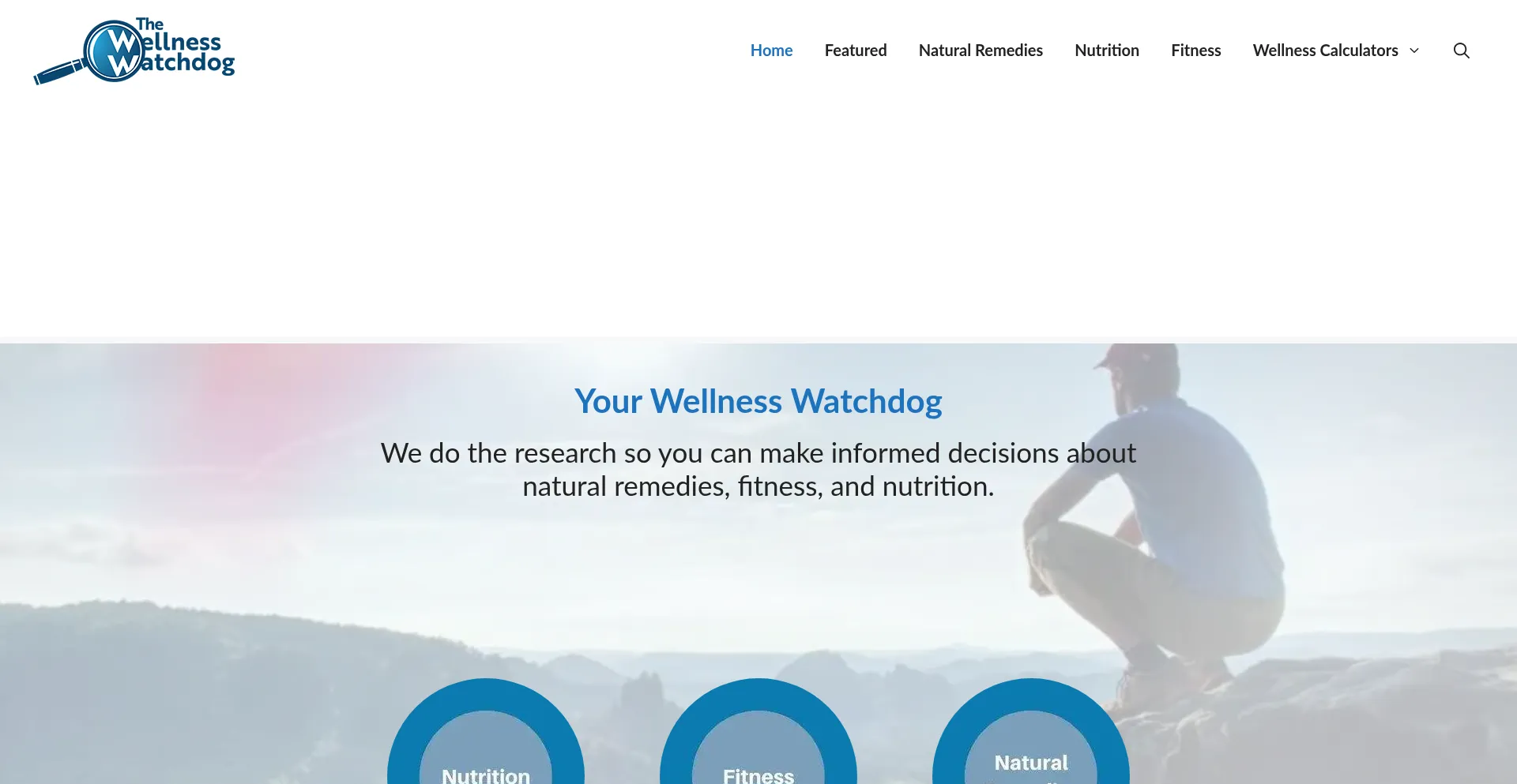 Website screenshot of Thewellnesswatchdog.com