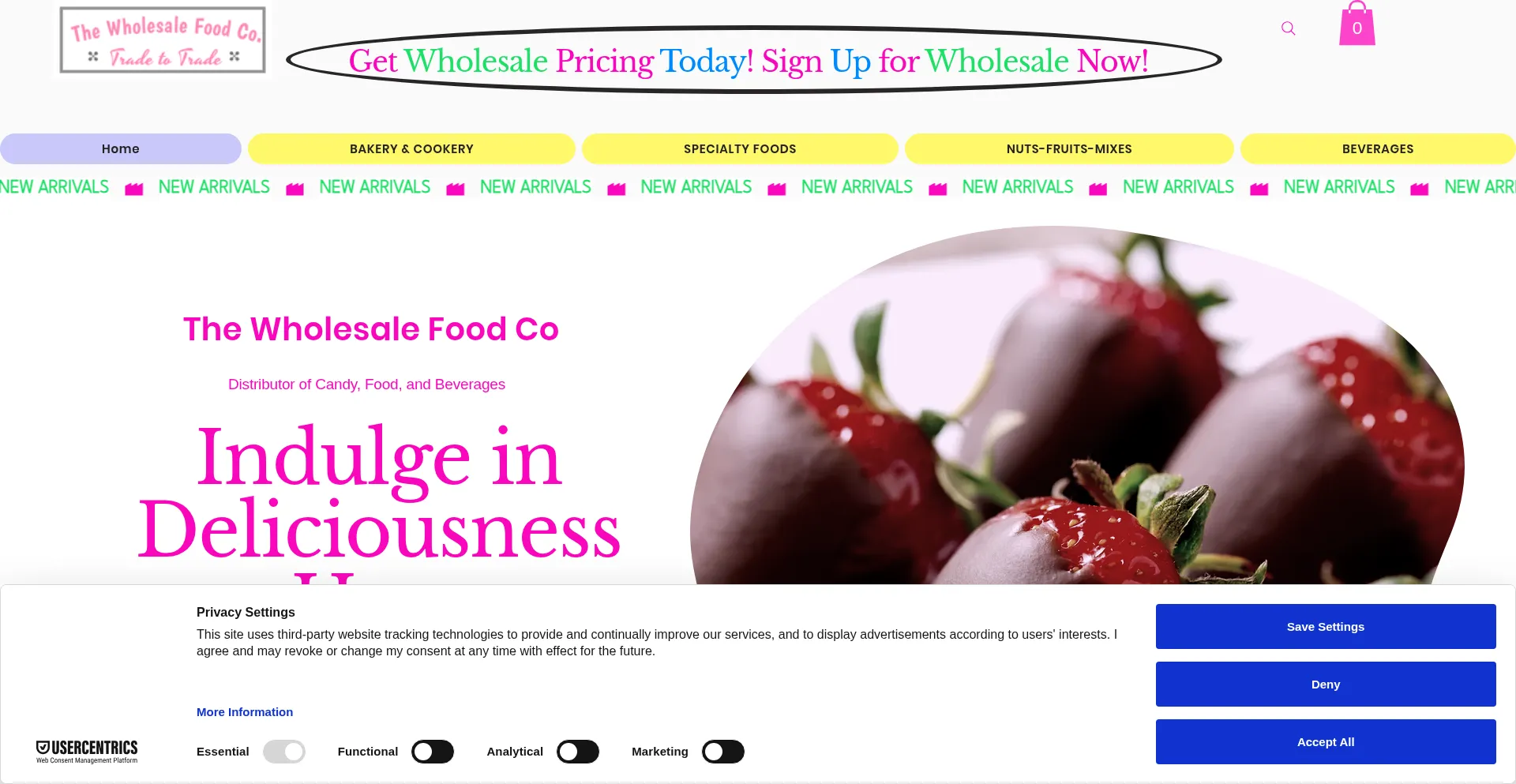 Website screenshot of Thewholesalefoodco.com