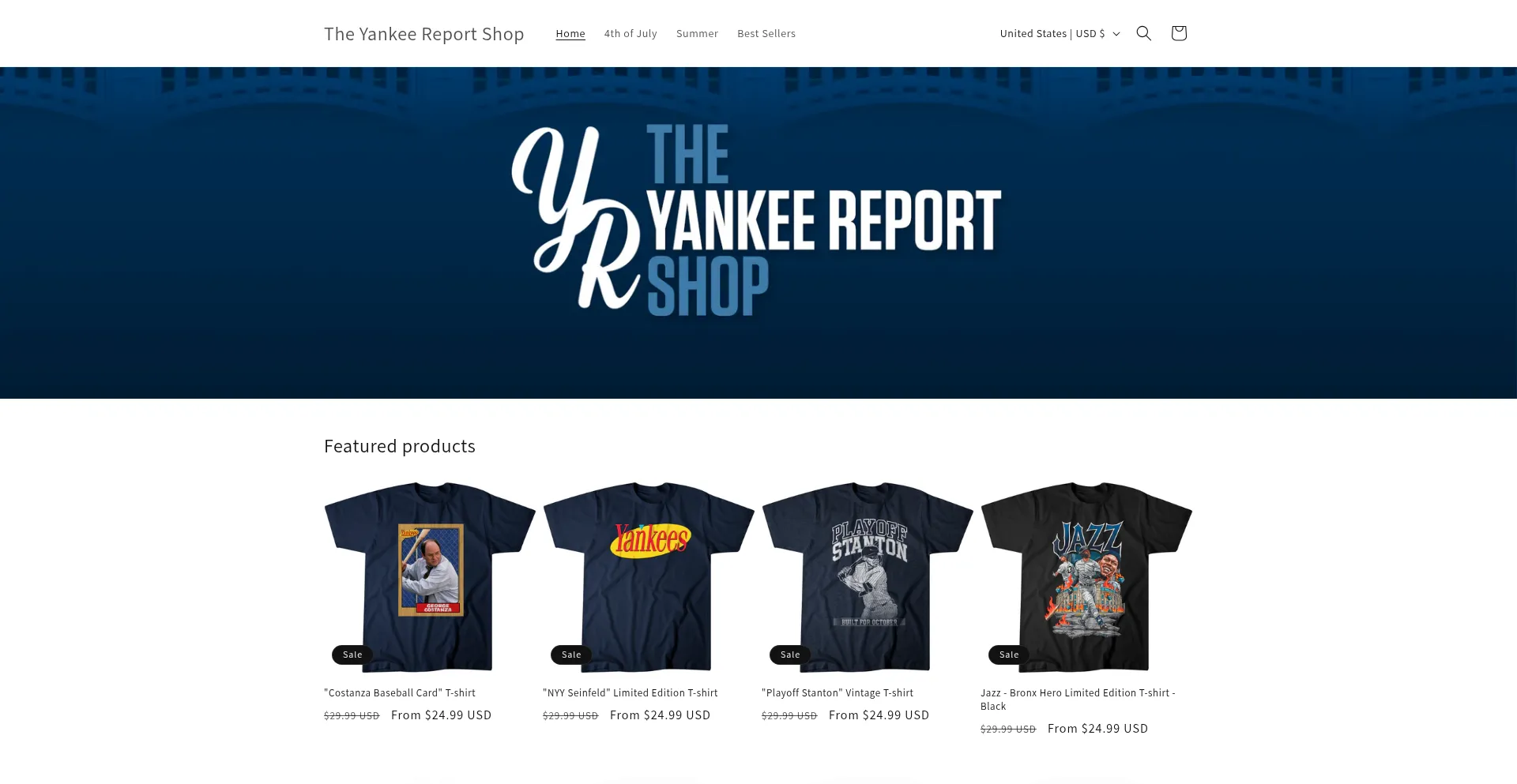 Website screenshot of Theyankeereportshop.com