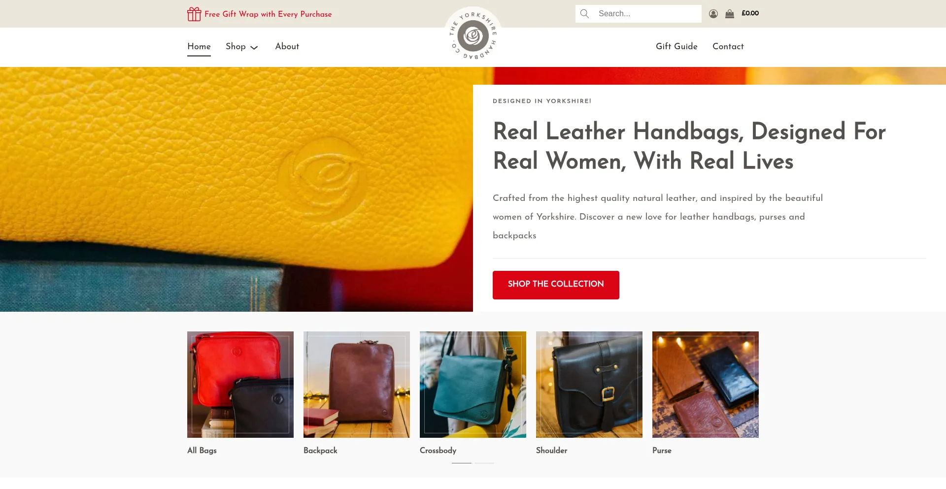 Website screenshot of Theyorkshirehandbagcompany.co.uk