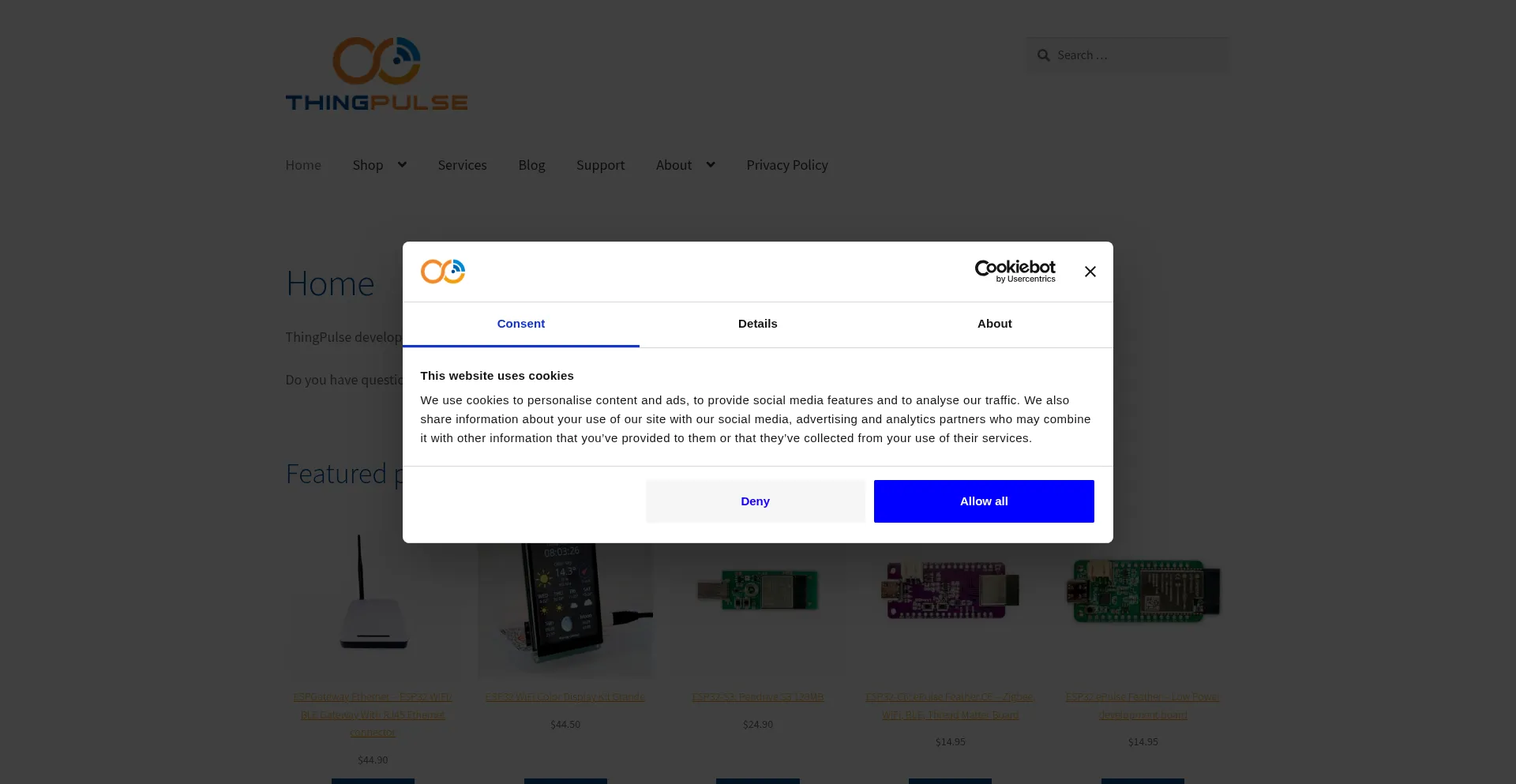 Website screenshot of Thingpulse.com