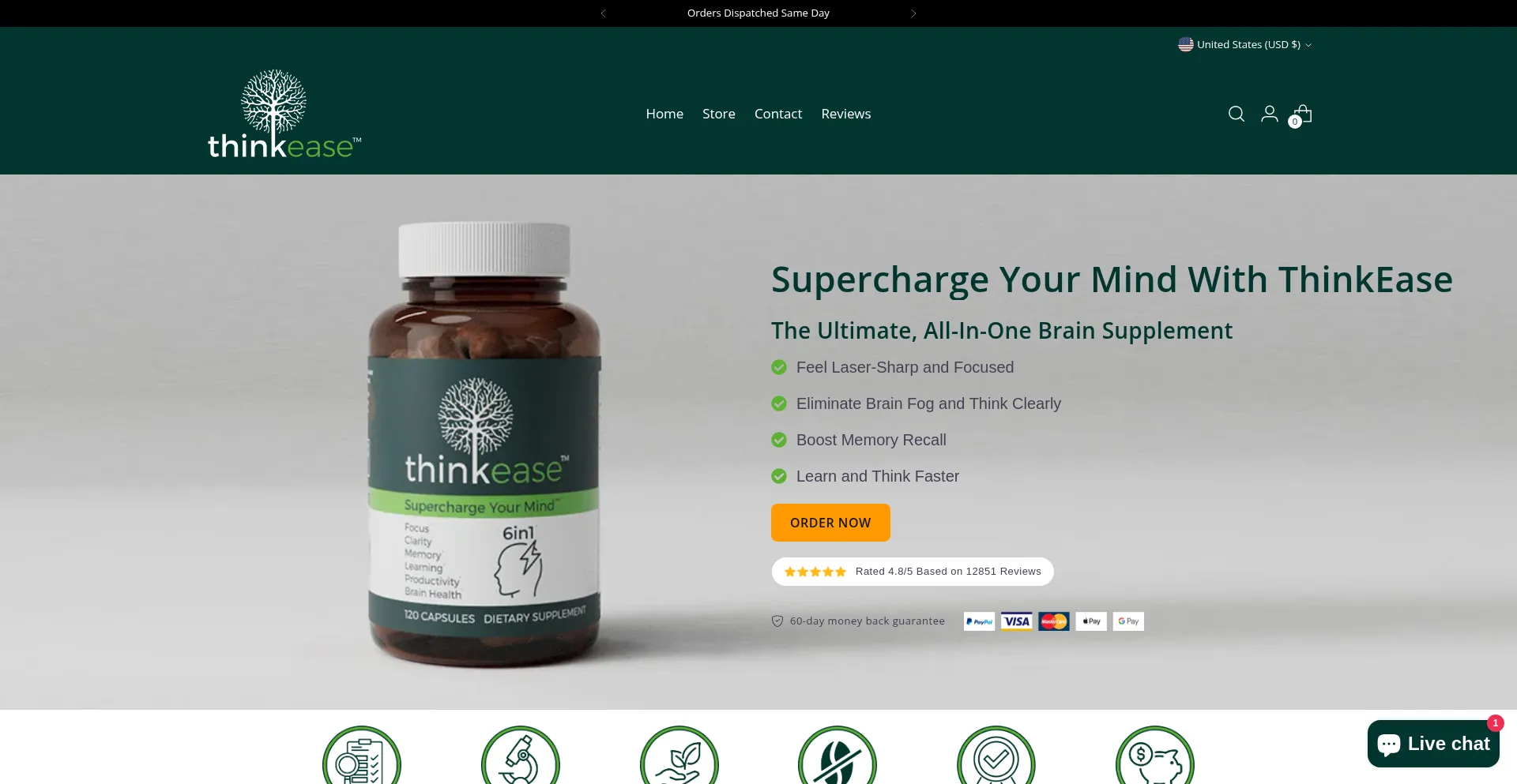 Website screenshot of Thinkease.com