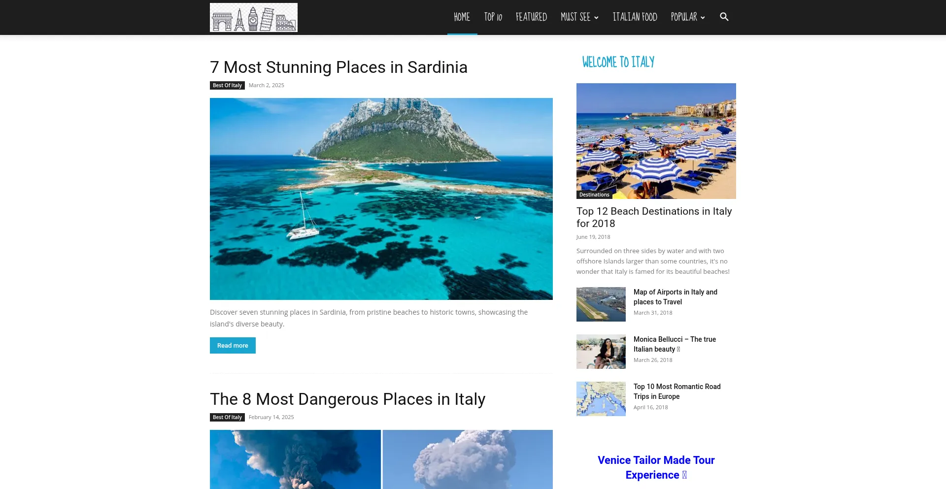 Website screenshot of This-is-italy.com