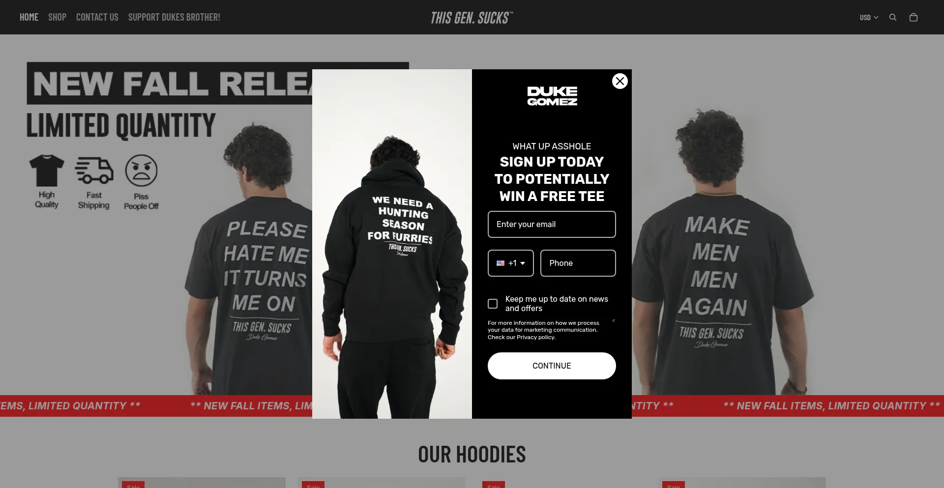 Website screenshot of Thisgensucks.com
