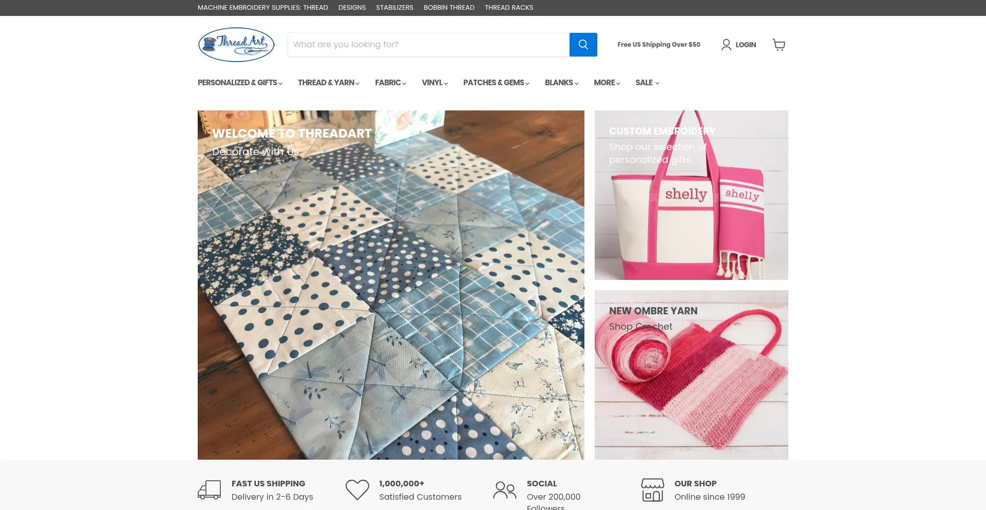 Website screenshot of Threadart.com