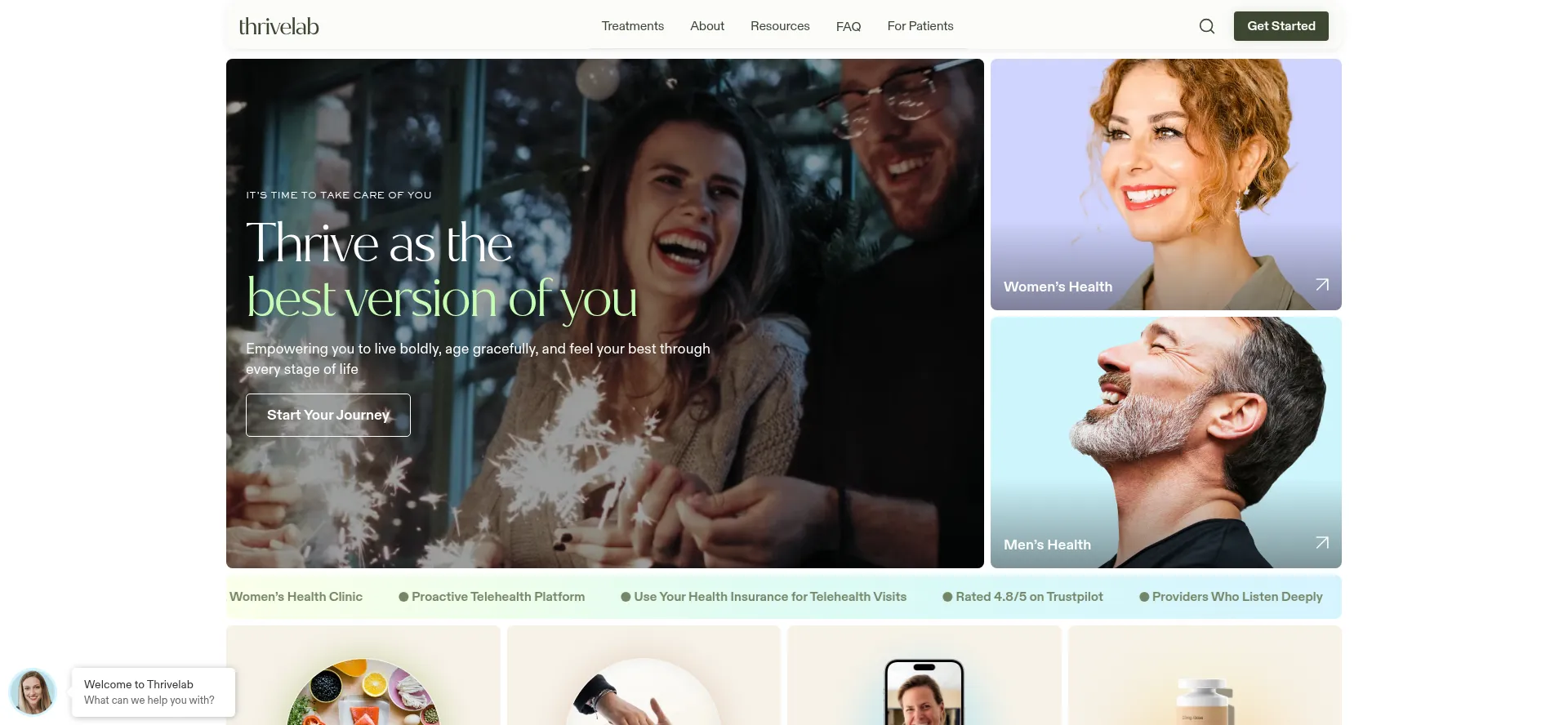 Website screenshot of Thrivelab.com