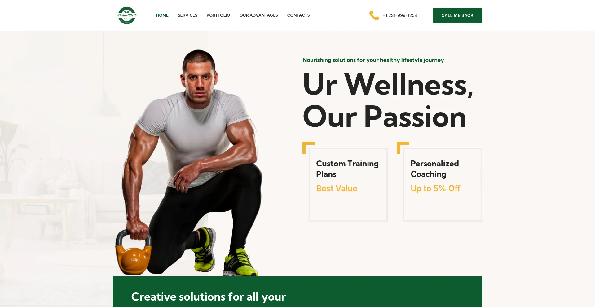 Website screenshot of Thrivewellnutrition.online