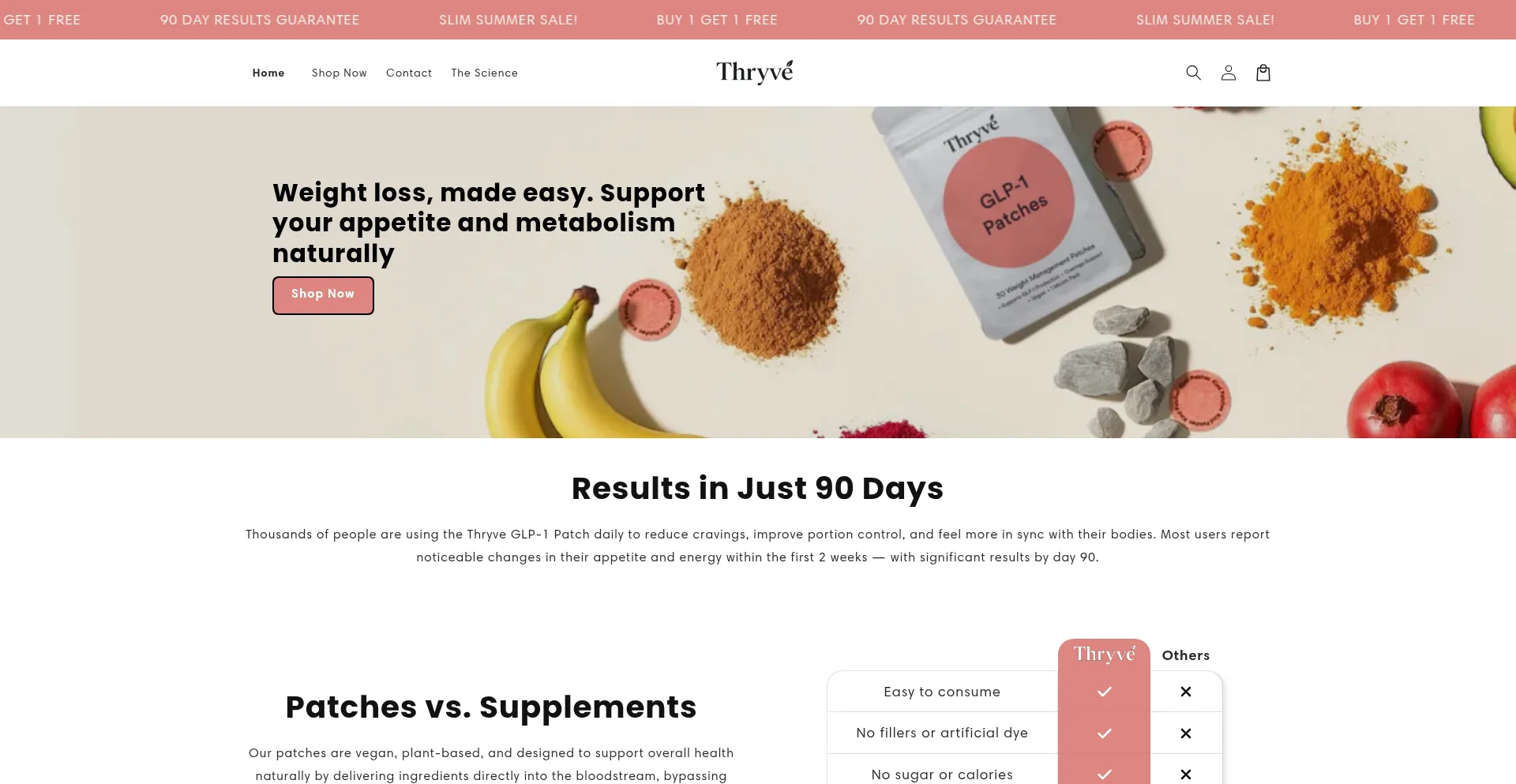 Website screenshot of Thryvepatch.com