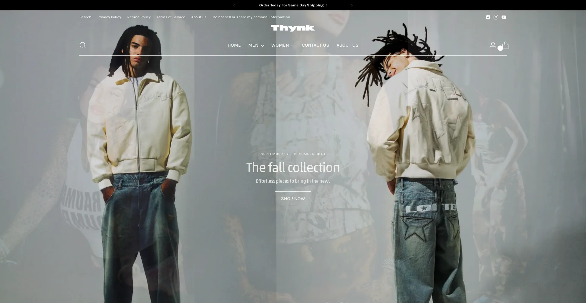 Website screenshot of Thynkwear.us