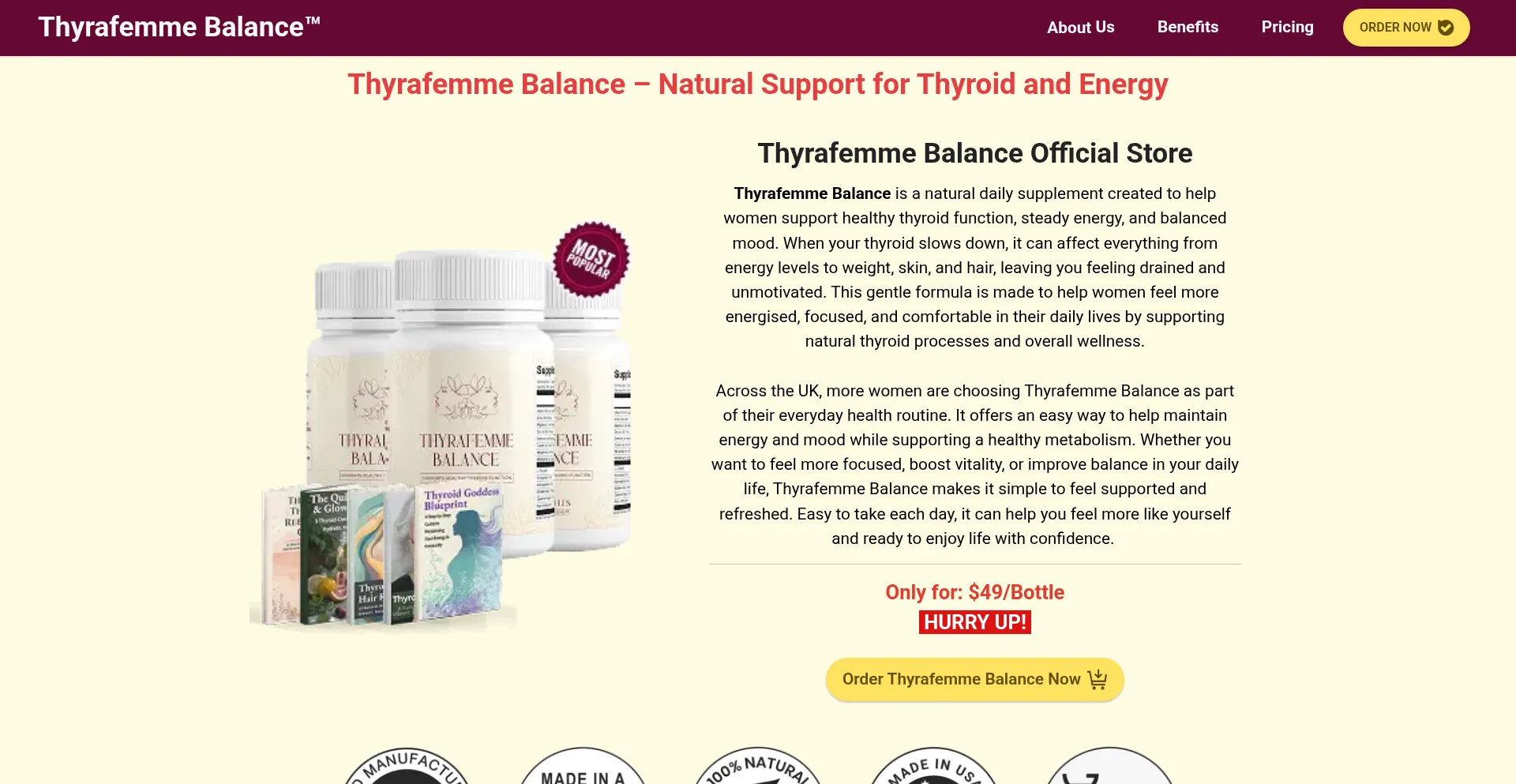 Website screenshot of Thyrafemme.uk