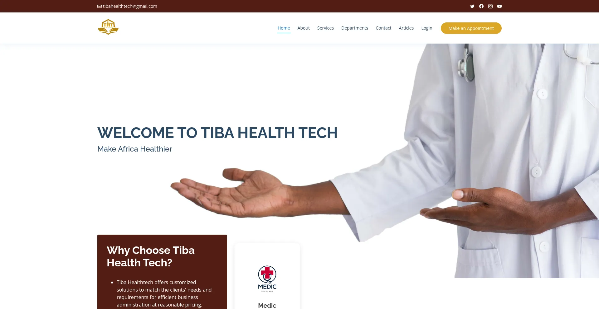 Website screenshot of Tibahealthtech.com