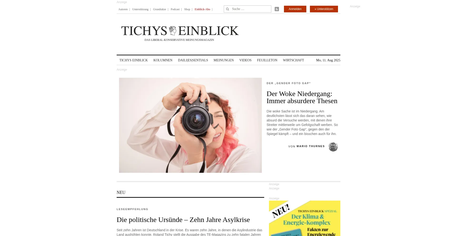 Website screenshot of Tichyseinblick.de