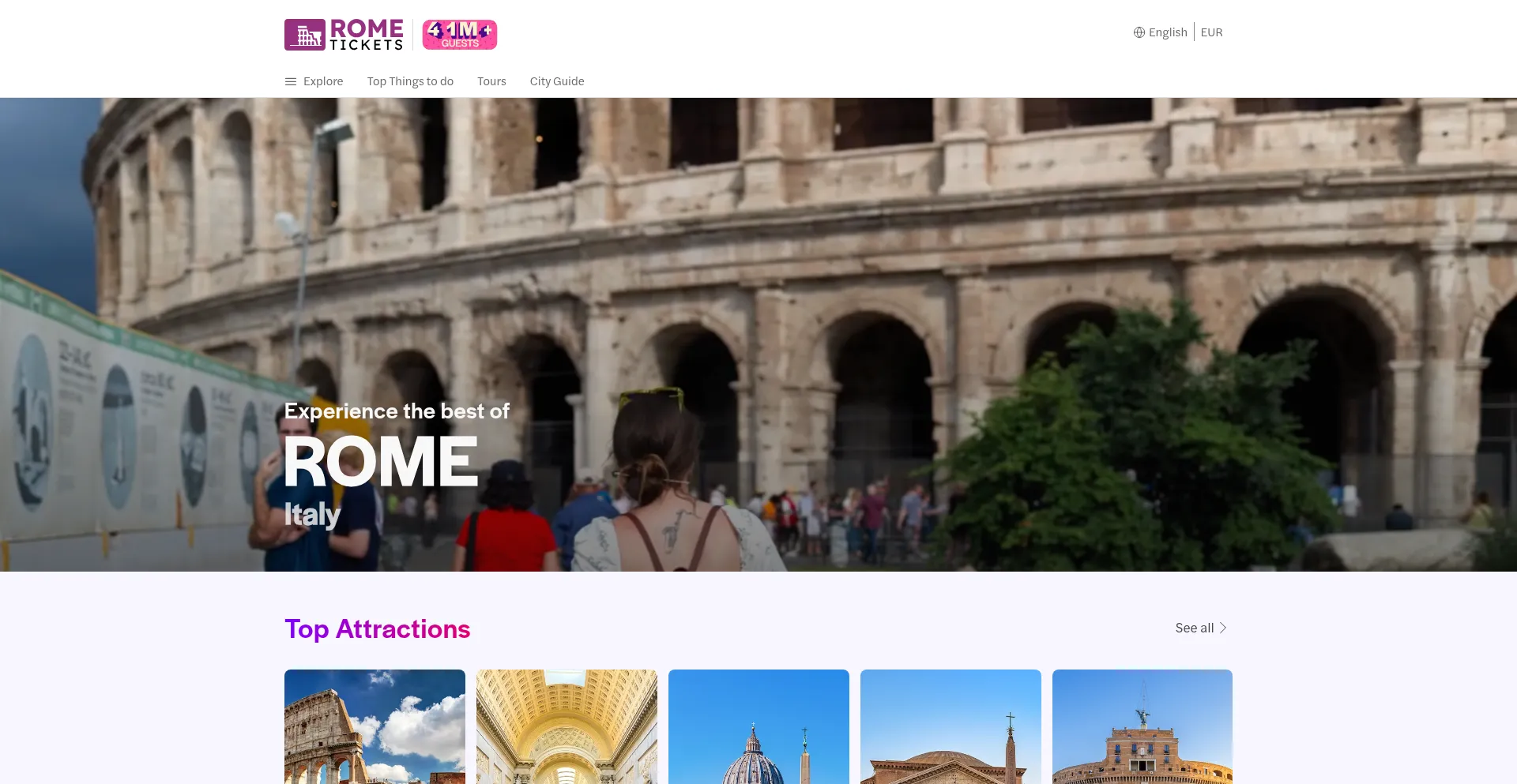 Website screenshot of Tickets-rome.com