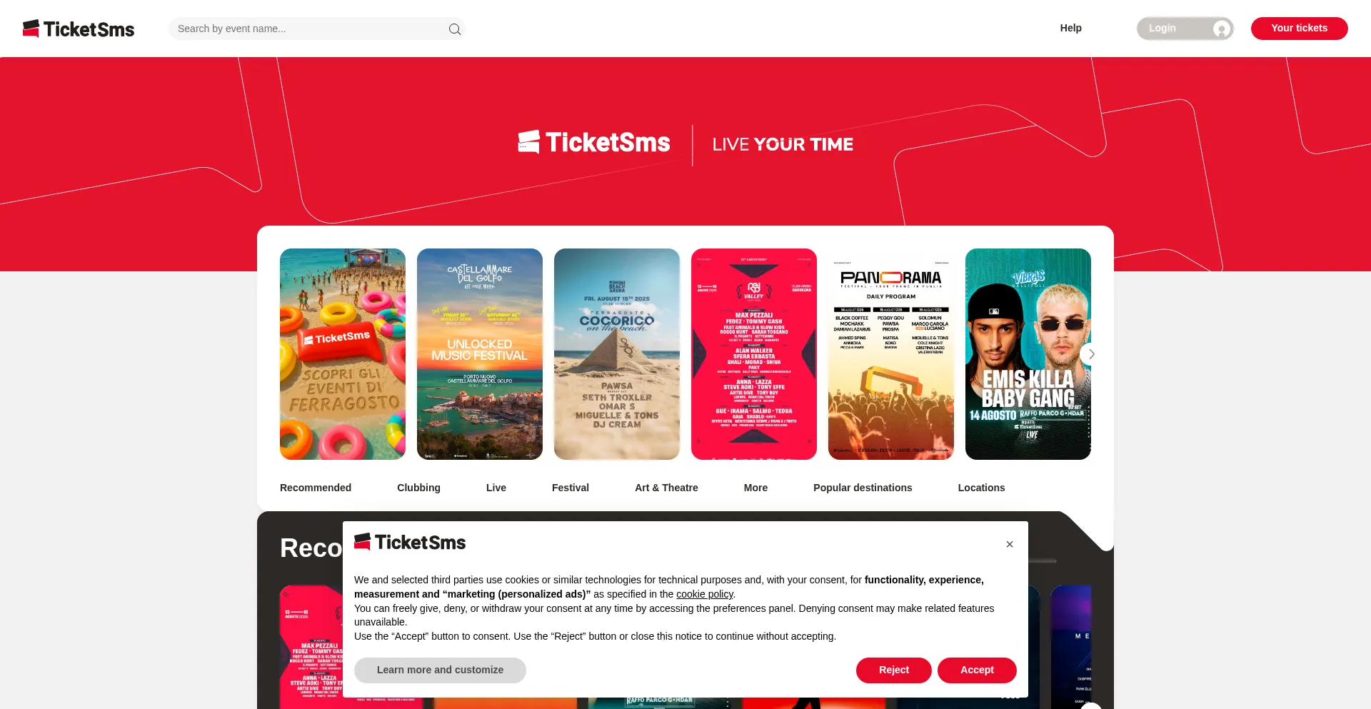 Website screenshot of Ticketsms.it