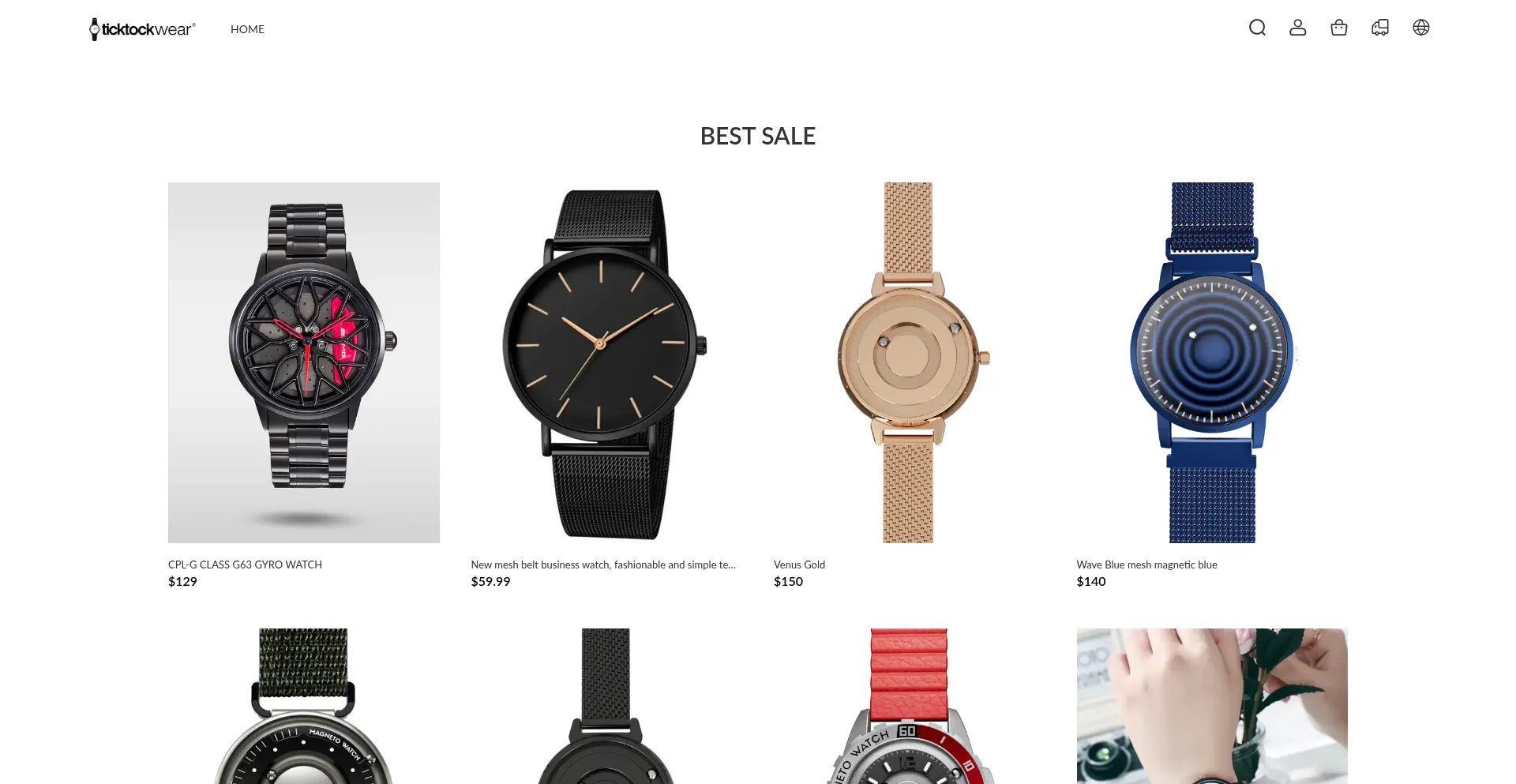 Website screenshot of Ticktockwear.com