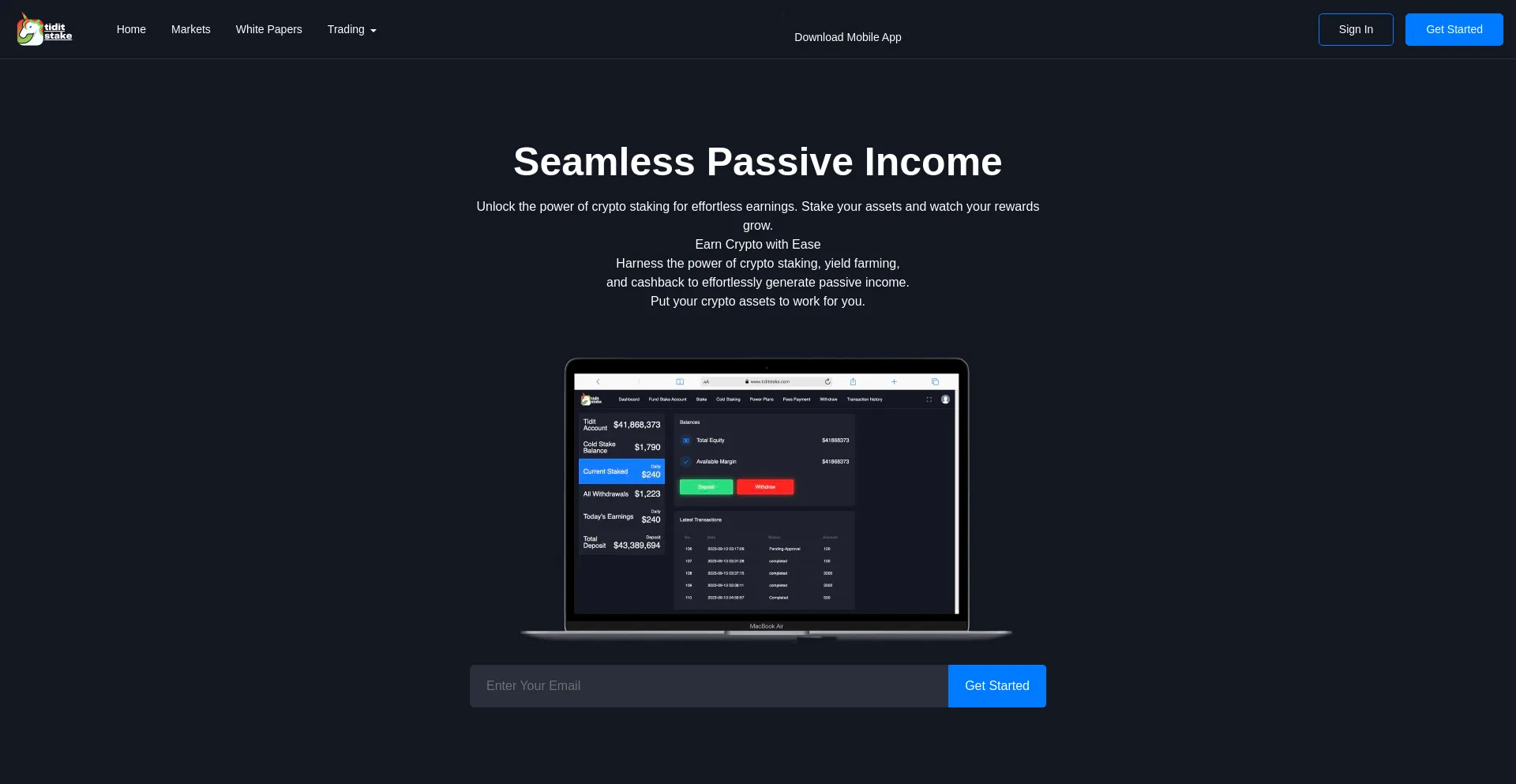 Website screenshot of Tidit-stakes.com