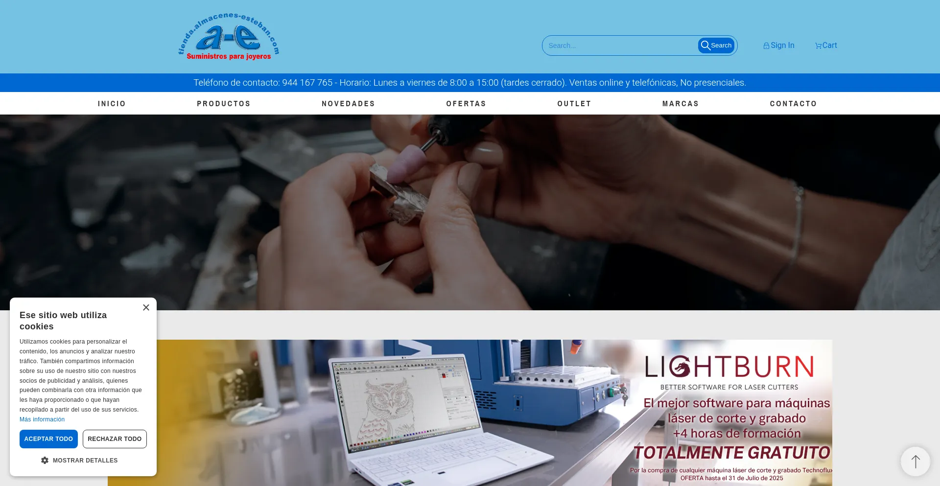 Website screenshot of Tienda.almacenes-esteban.com