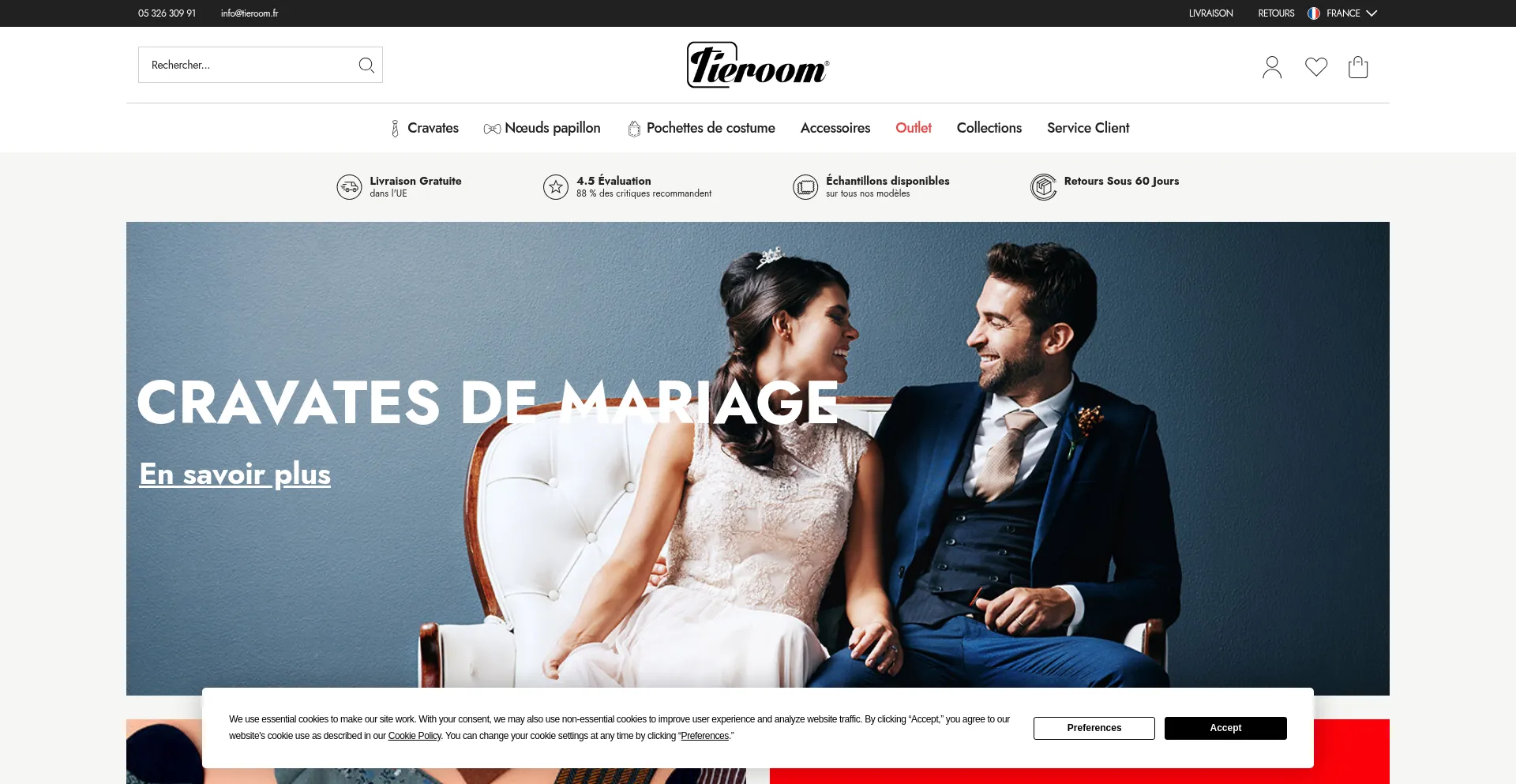 Website screenshot of Tieroom.fr