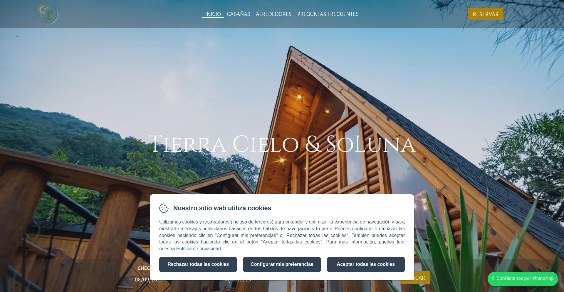 Website screenshot of Tierracielosoluna.com