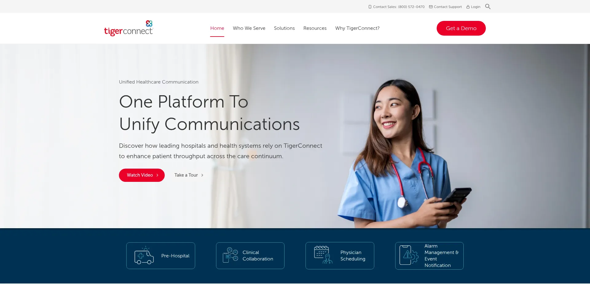 Website screenshot of Tigerconnect.com