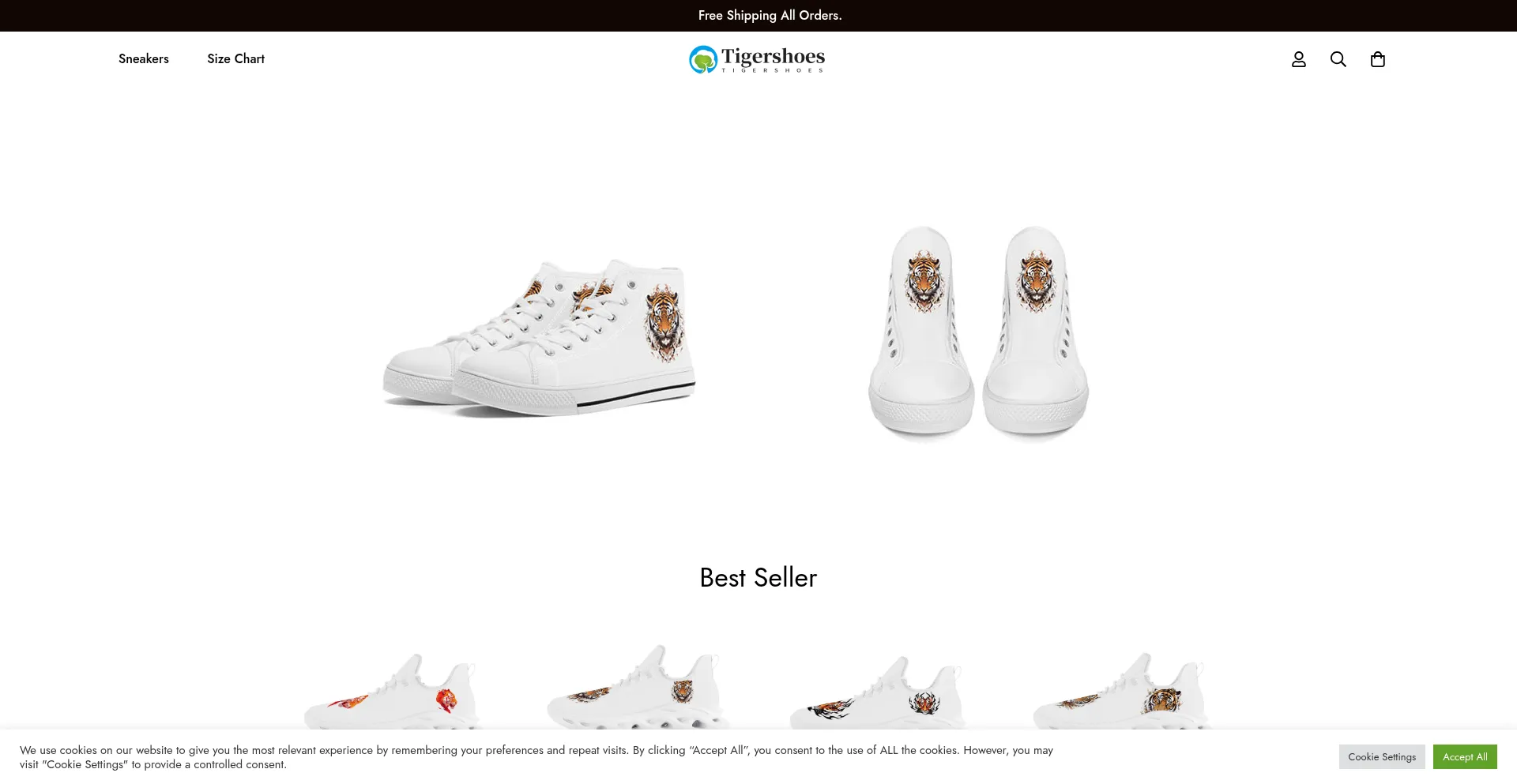 Website screenshot of Tigershoes.eu