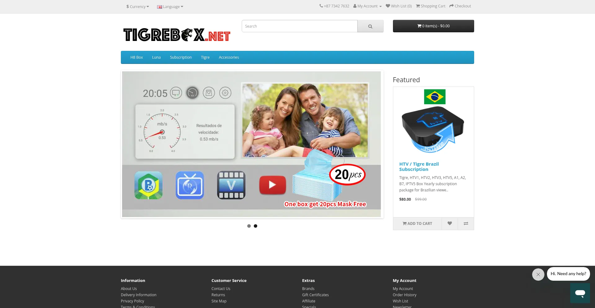 Website screenshot of Tigrebox.net