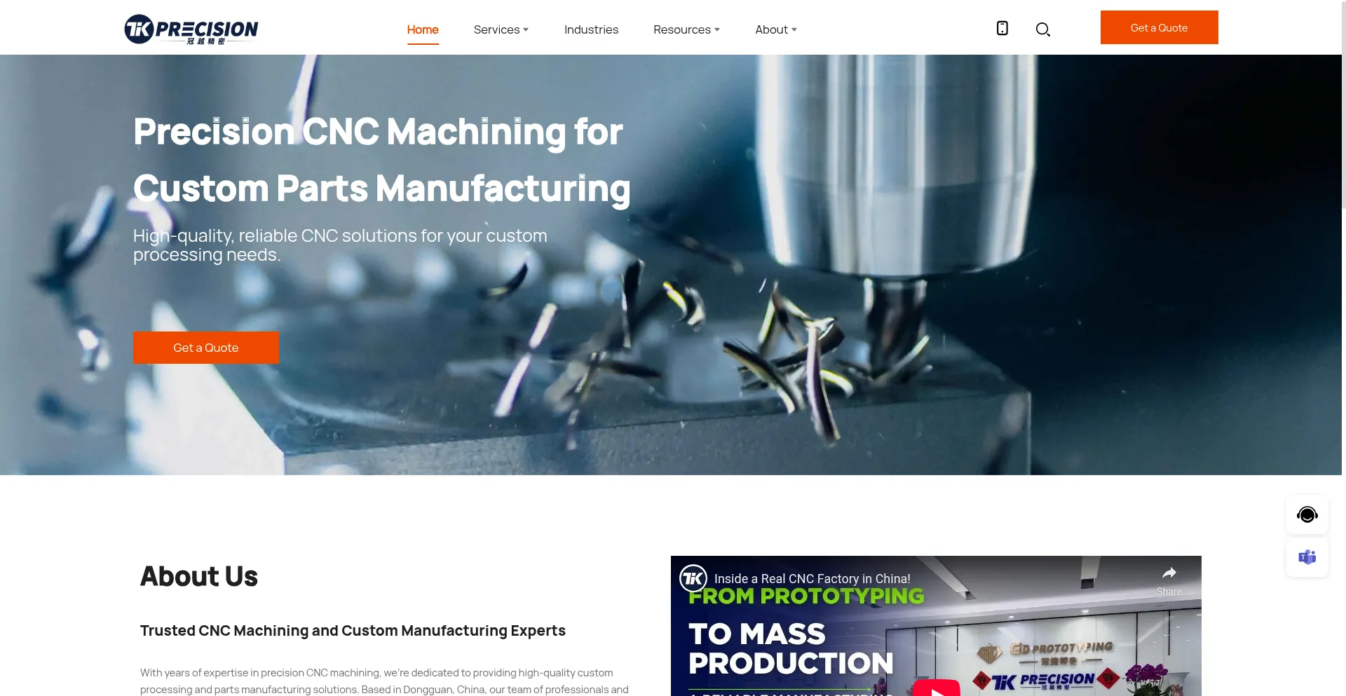 Website screenshot of Tikprecision.com